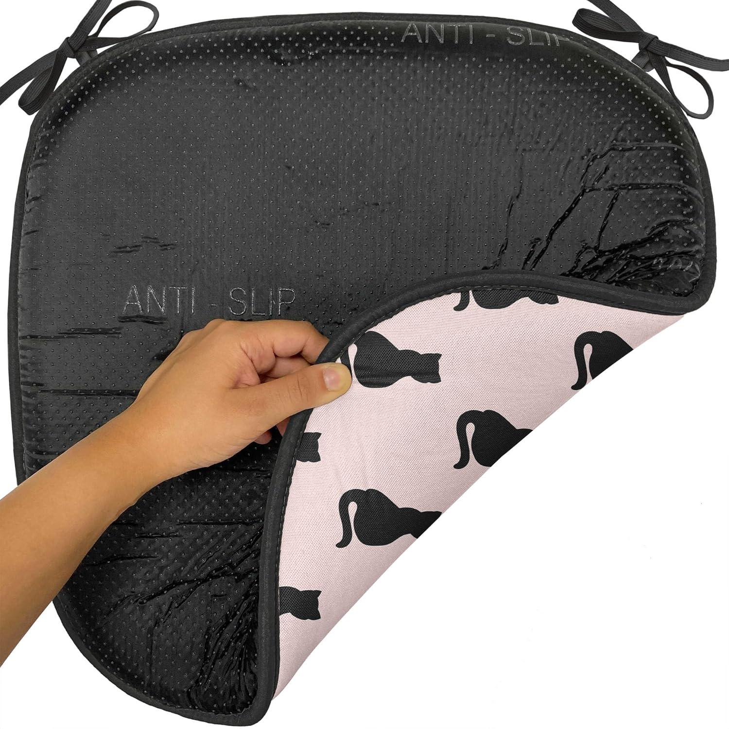 imageAmbesonne Valentines Chair Seating Cushion Set of 2 Arrows of Cupid Mythological Concepts Hearts with Love and Adoration Themes AntiSlip Seat Padding for Kitchen amp Patio 16x16 Black Red WhitePale Pink and Black