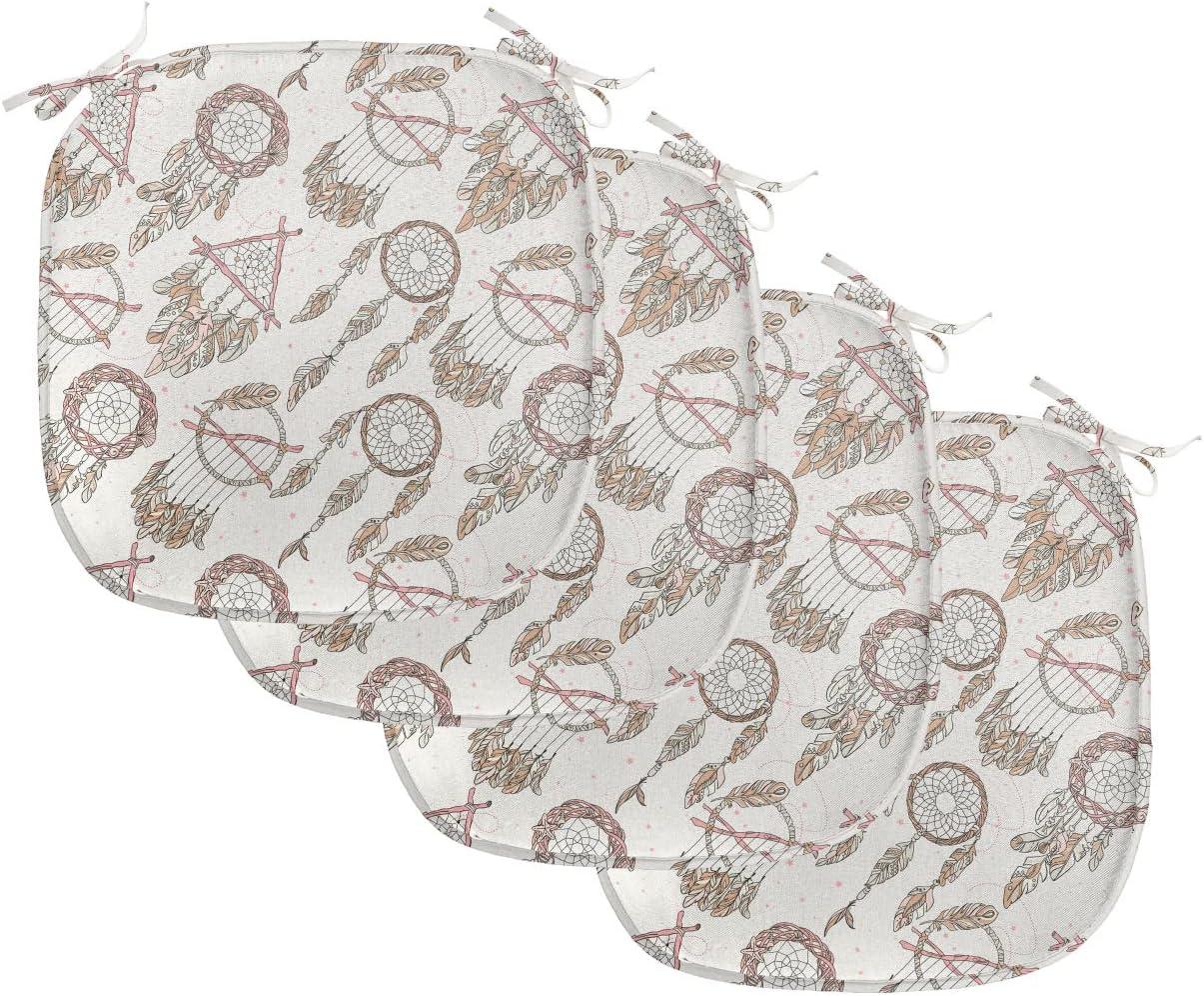 imageAmbesonne Valentines Day Chair Seating Cushion Heart of Love and Romance Hand Drawn Style Romantic Art AntiSlip Seat Padding for Kitchen amp Patio 16x16 Vermilion Pink WhitePale Brown Beige
