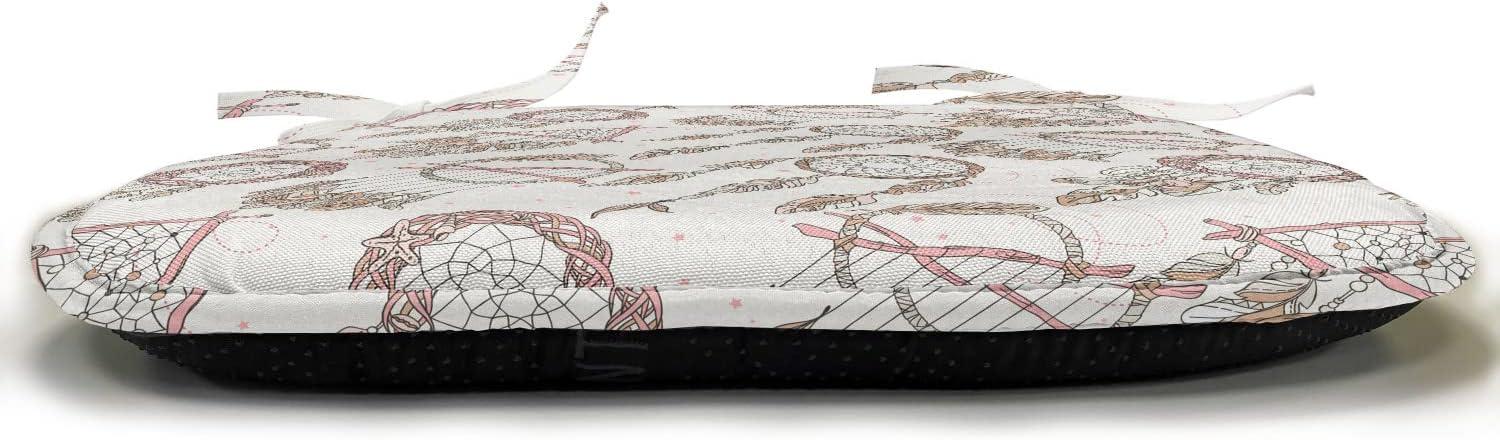 imageAmbesonne Valentines Day Chair Seating Cushion Heart of Love and Romance Hand Drawn Style Romantic Art AntiSlip Seat Padding for Kitchen amp Patio 16x16 Vermilion Pink WhitePale Brown Beige