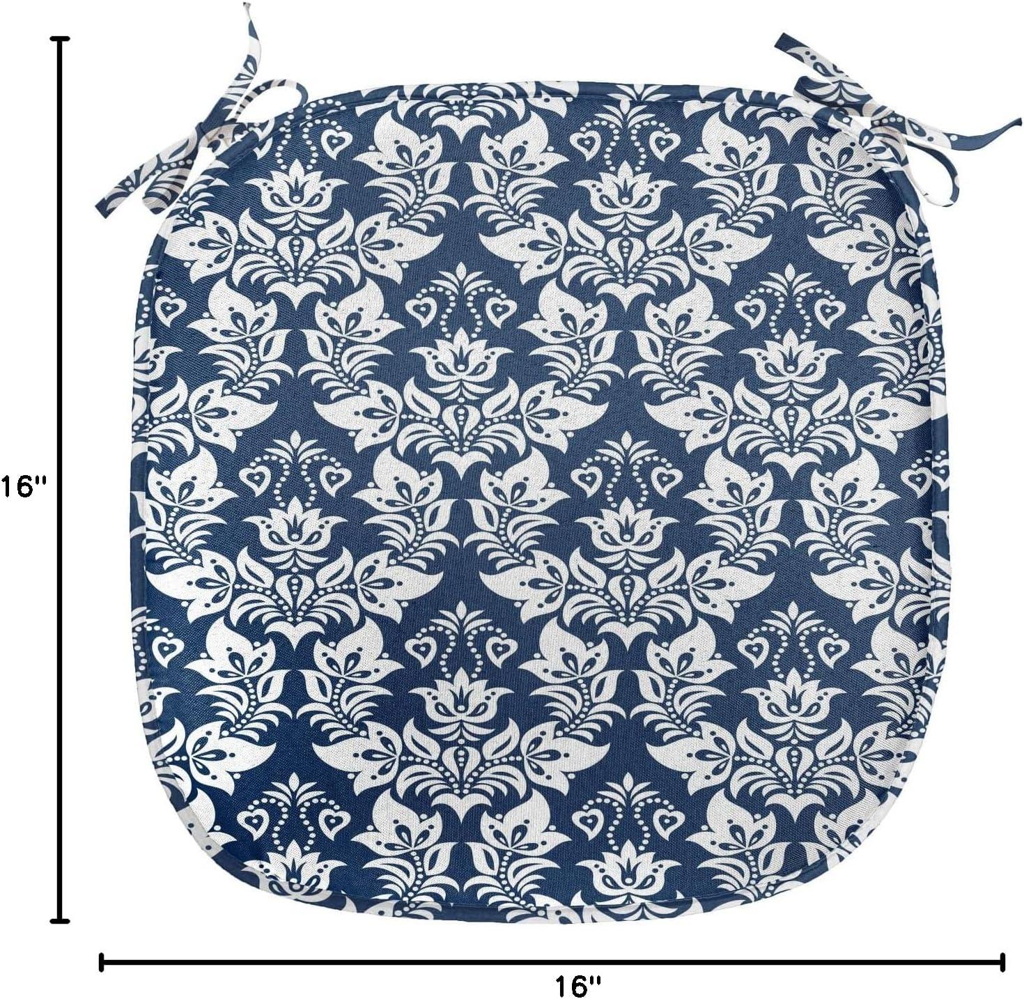 imageAmbesonne Valentines Day Chair Seating Cushion Heart of Love and Romance Hand Drawn Style Romantic Art AntiSlip Seat Padding for Kitchen amp Patio 16x16 Vermilion Pink WhiteDark Petrol Blue White