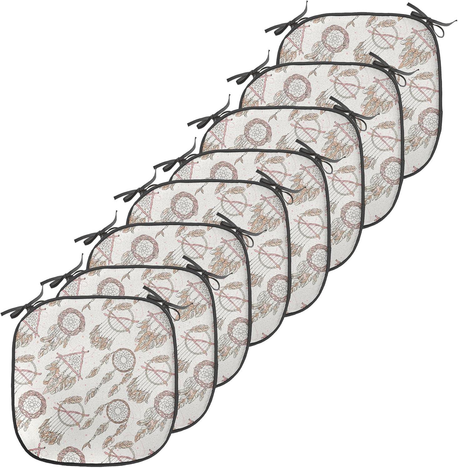 imageAmbesonne Valentines Day Chair Seating Cushion Heart of Love and Romance Hand Drawn Style Romantic Art AntiSlip Seat Padding for Kitchen amp Patio 16x16 Vermilion Pink WhitePale Brown Beige