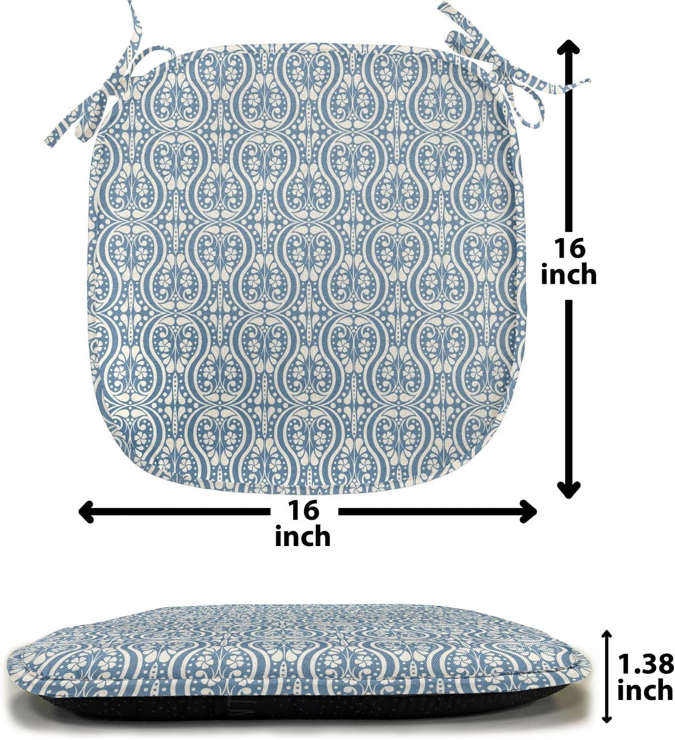 imageAmbesonne Valentines Day Chair Seating Cushion Heart of Love and Romance Hand Drawn Style Romantic Art AntiSlip Seat Padding for Kitchen amp Patio 16x16 Vermilion Pink WhiteSlate Blue Ivory