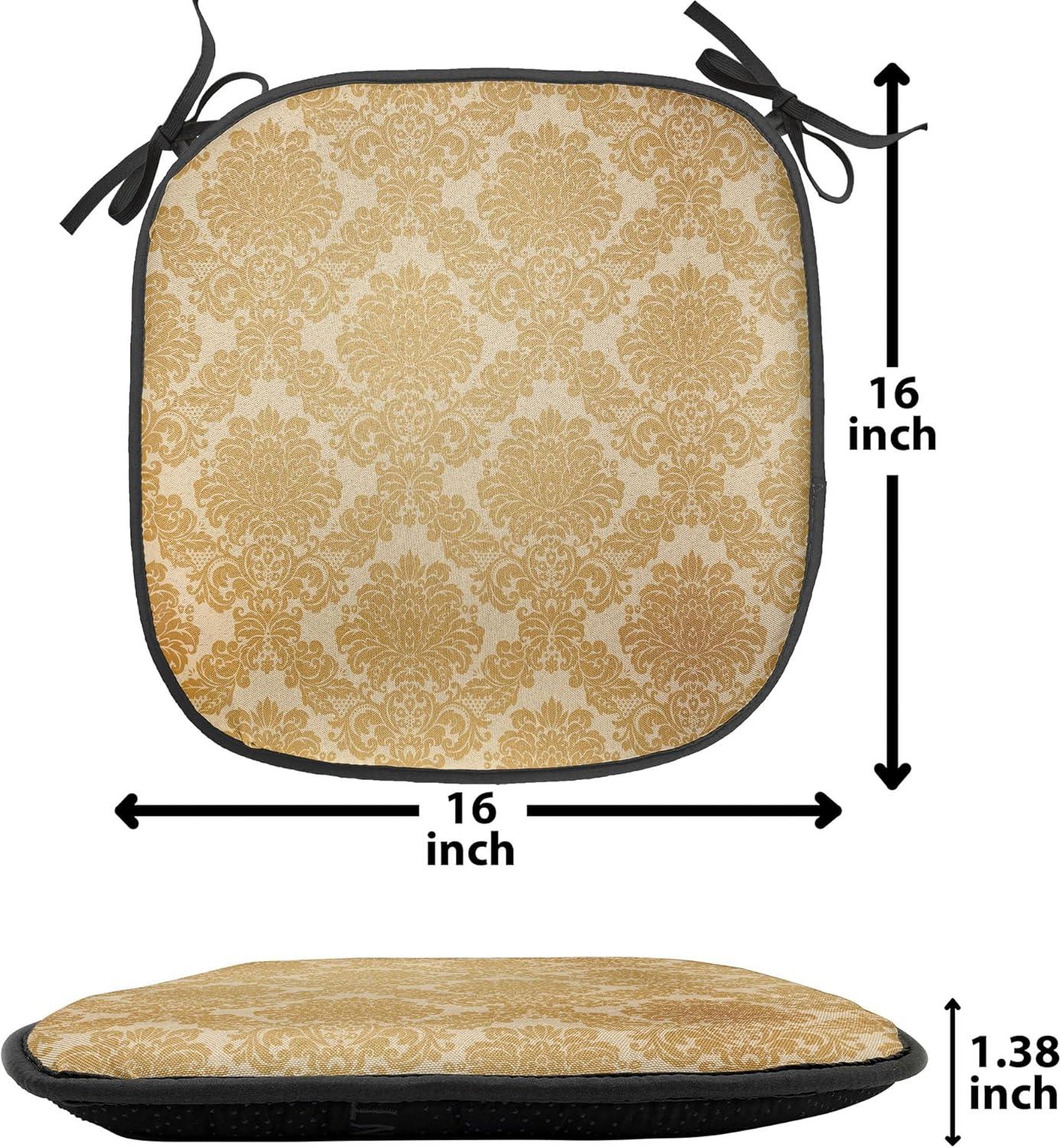 imageAmbesonne Valentines Day Chair Seating Cushion Heart of Love and Romance Hand Drawn Style Romantic Art AntiSlip Seat Padding for Kitchen amp Patio 16x16 Vermilion Pink WhiteMustard Amber