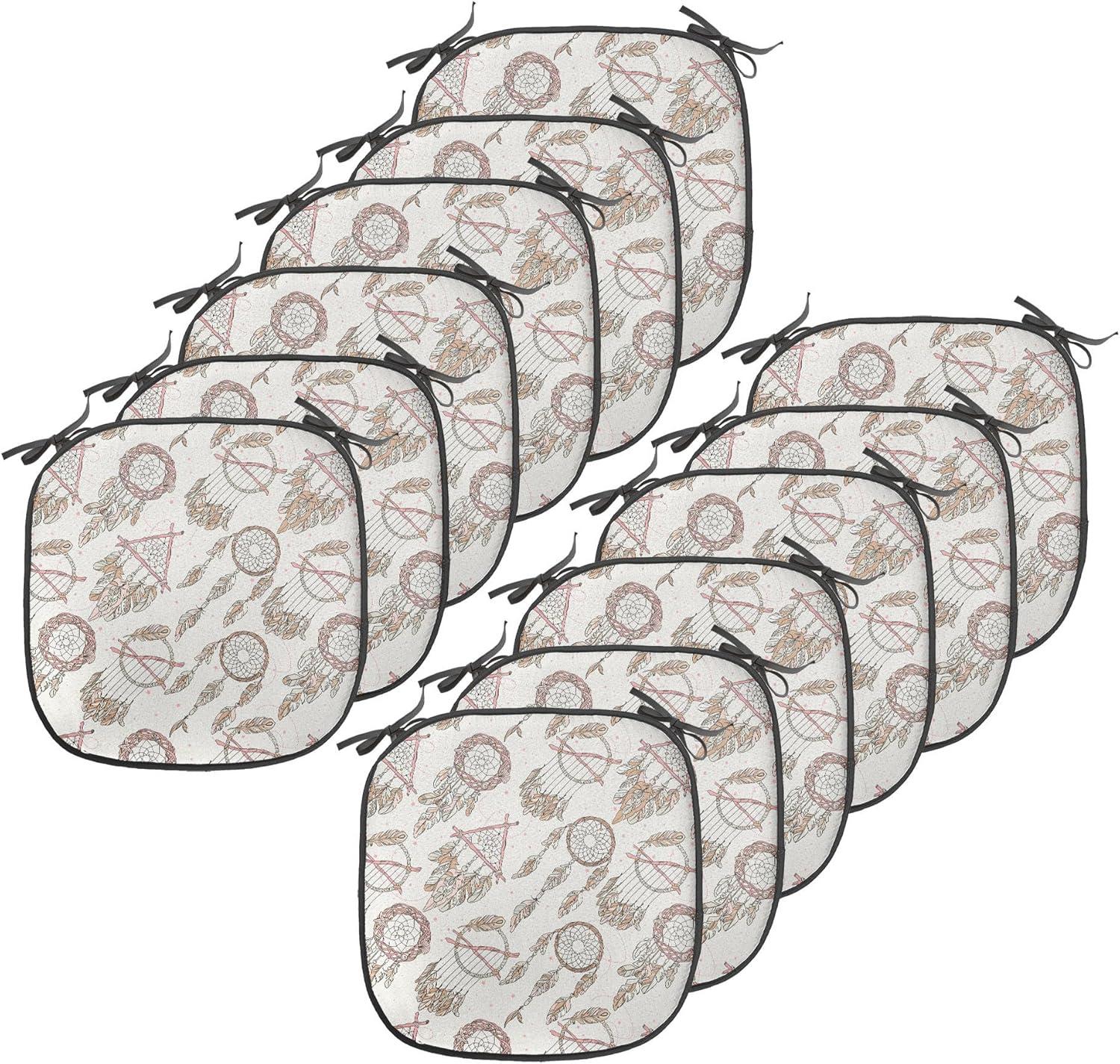 imageAmbesonne Valentines Day Chair Seating Cushion Heart of Love and Romance Hand Drawn Style Romantic Art AntiSlip Seat Padding for Kitchen amp Patio 16x16 Vermilion Pink WhitePale Brown Beige