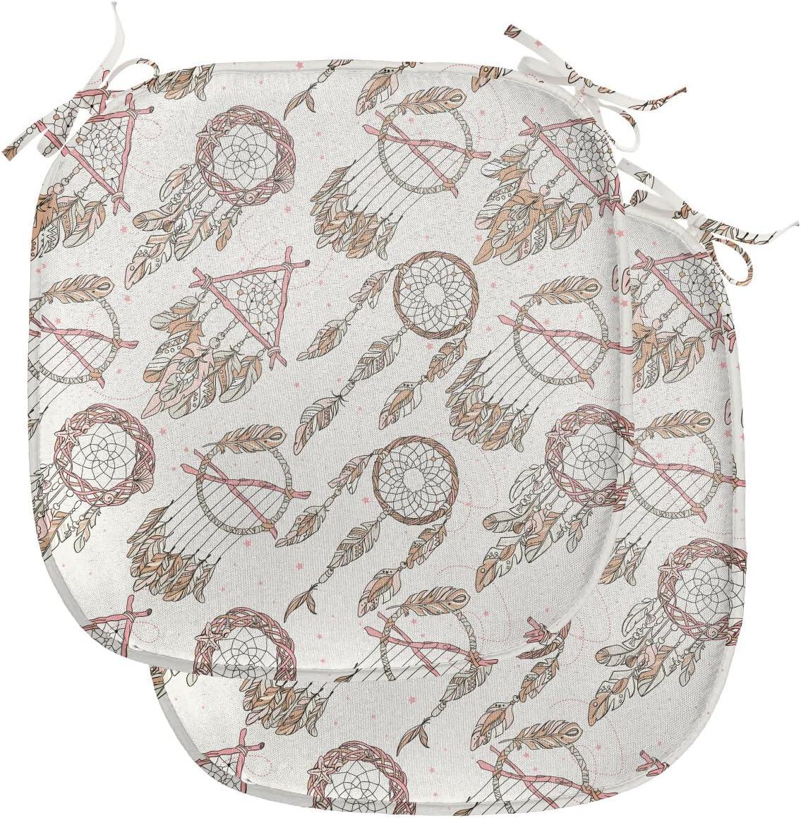 imageAmbesonne Valentines Day Chair Seating Cushion Heart of Love and Romance Hand Drawn Style Romantic Art AntiSlip Seat Padding for Kitchen amp Patio 16x16 Vermilion Pink WhitePale Brown Beige