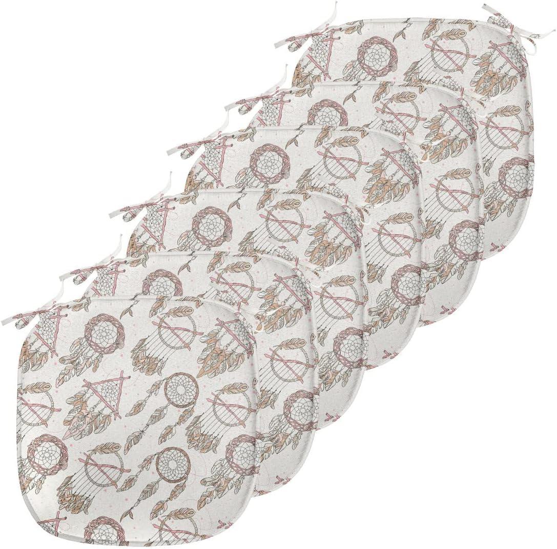 imageAmbesonne Valentines Day Chair Seating Cushion Heart of Love and Romance Hand Drawn Style Romantic Art AntiSlip Seat Padding for Kitchen amp Patio 16x16 Vermilion Pink WhitePale Brown Beige