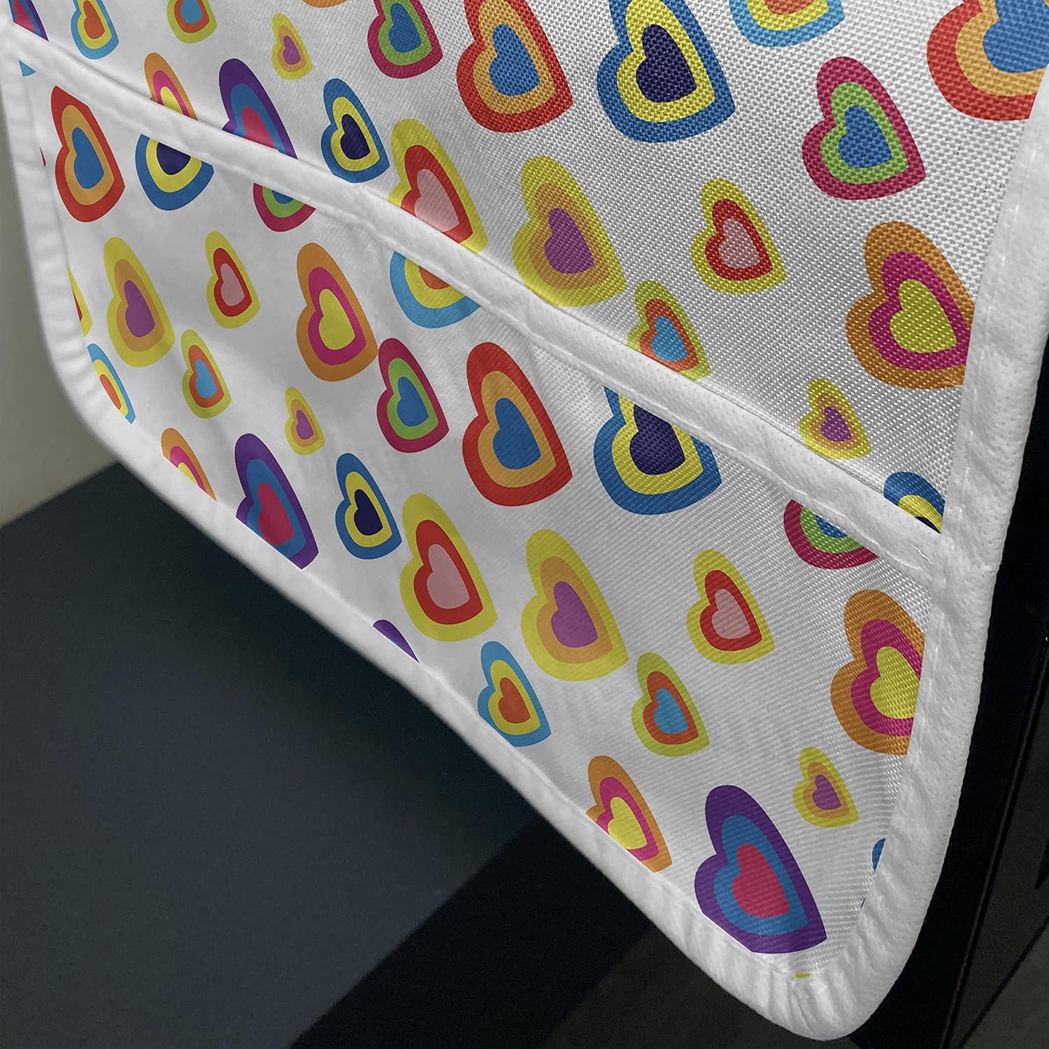imageAmbesonne Valentines Day Microwave Oven Cover Abstract Colorful Nested Hearts on Plain Background Retro Romance Water Resistant Organizer with Pockets for Kitchen 36 x 12 White and MulticolorWhite and Multicolor
