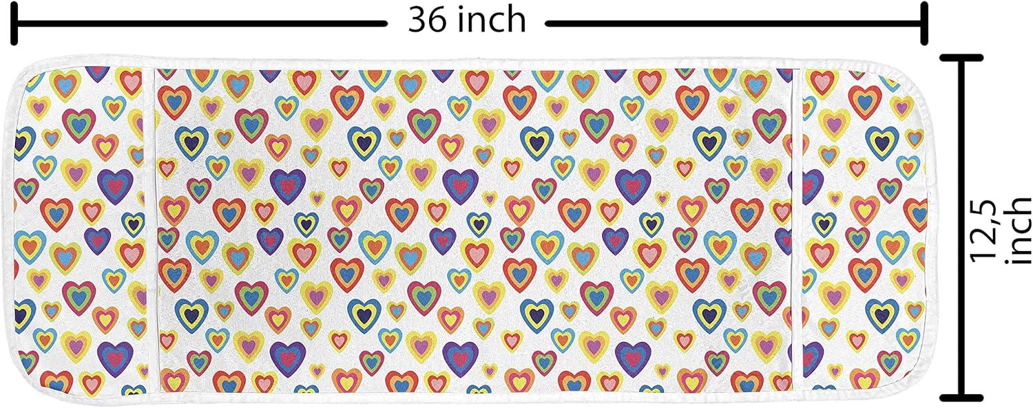 imageAmbesonne Valentines Day Microwave Oven Cover Abstract Colorful Nested Hearts on Plain Background Retro Romance Water Resistant Organizer with Pockets for Kitchen 36 x 12 White and MulticolorWhite and Multicolor