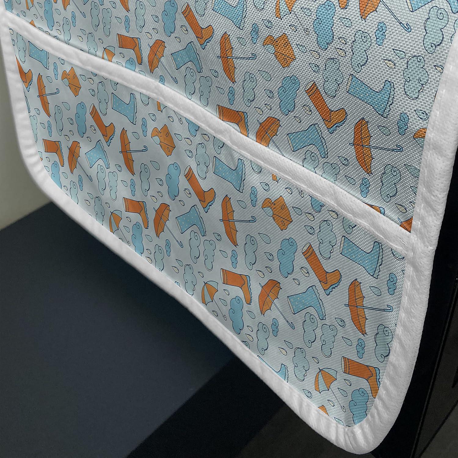 imageAmbesonne Valentines Day Microwave Oven Cover Classic Romantic Rose Flowers Branches Bouquet on Plain Backdrop Water Resistant Organizer with Pockets for Kitchen 36 x 12 White Ruby and GreenPale Blue Dark Orange