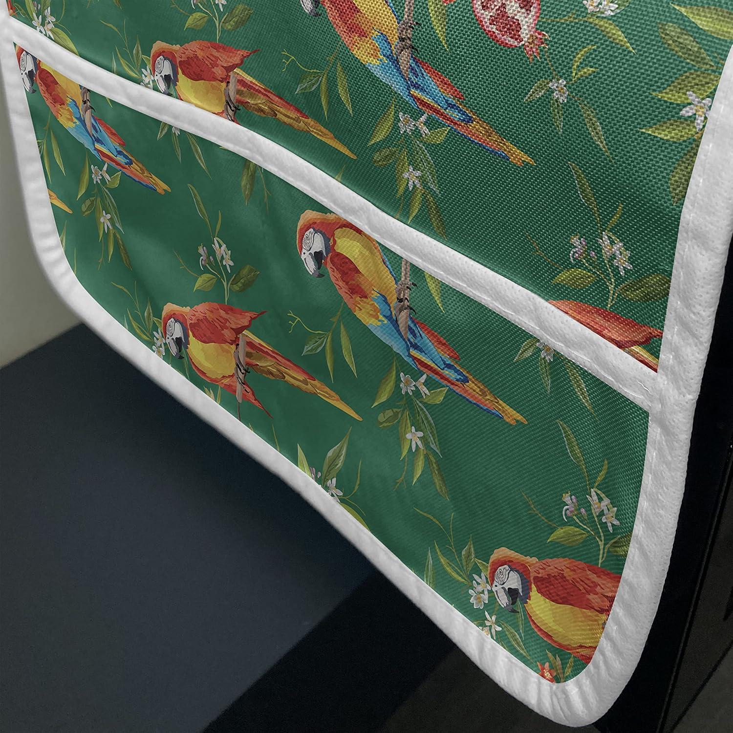 imageAmbesonne Valentines Day Microwave Oven Cover Classic Romantic Rose Flowers Branches Bouquet on Plain Backdrop Water Resistant Organizer with Pockets for Kitchen 36 x 12 White Ruby and GreenJade Green and Multicolor