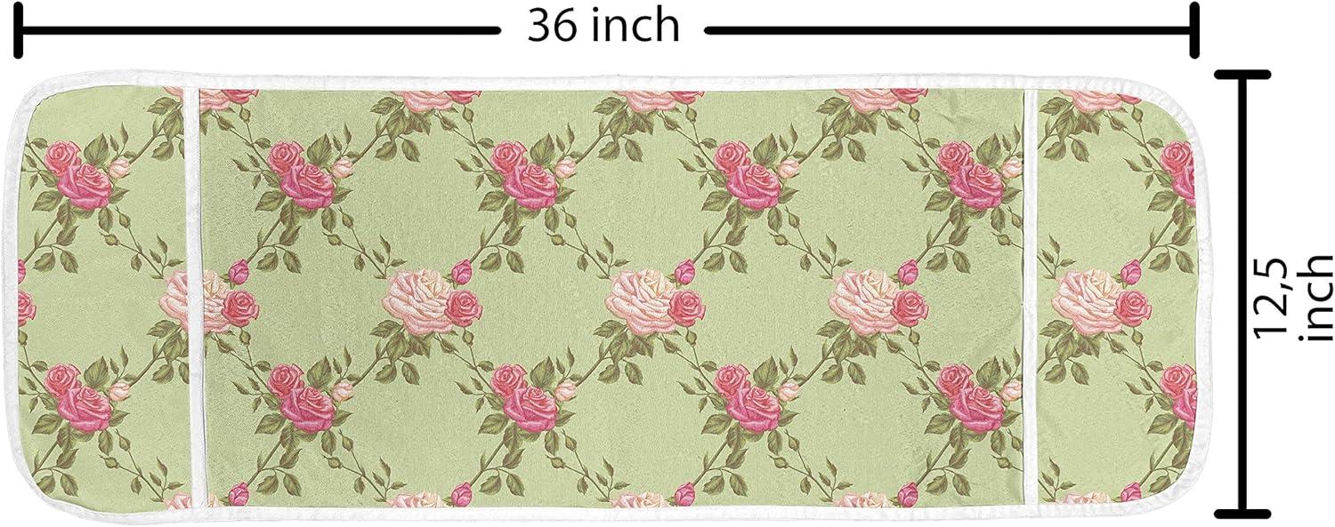 imageAmbesonne Valentines Day Microwave Oven Cover Classic Romantic Rose Flowers Branches Bouquet on Plain Backdrop Water Resistant Organizer with Pockets for Kitchen 36 x 12 White Ruby and GreenKhaki Blush Pink