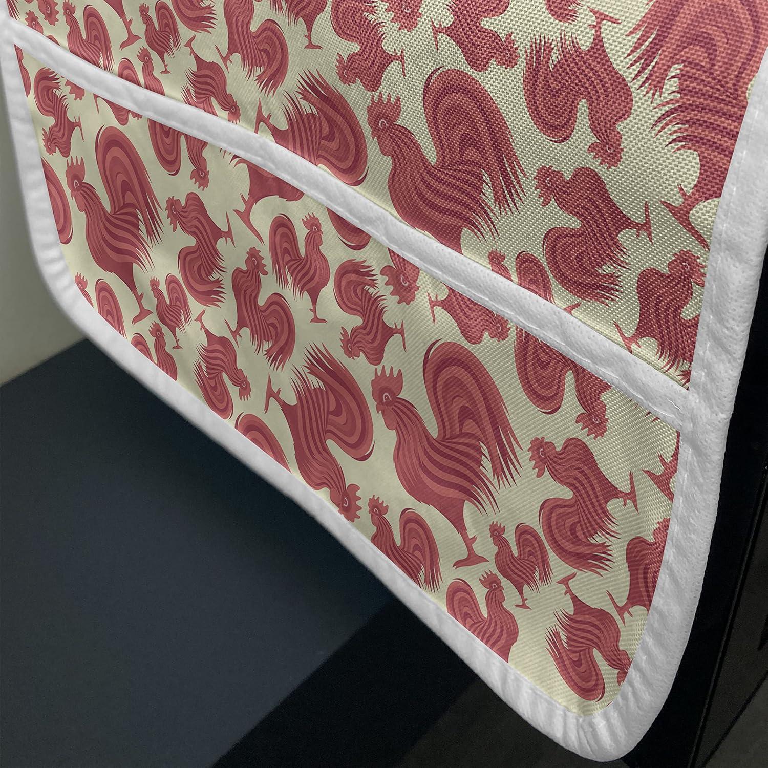 imageAmbesonne Valentines Day Microwave Oven Cover Classic Romantic Rose Flowers Branches Bouquet on Plain Backdrop Water Resistant Organizer with Pockets for Kitchen 36 x 12 White Ruby and GreenCream Coral