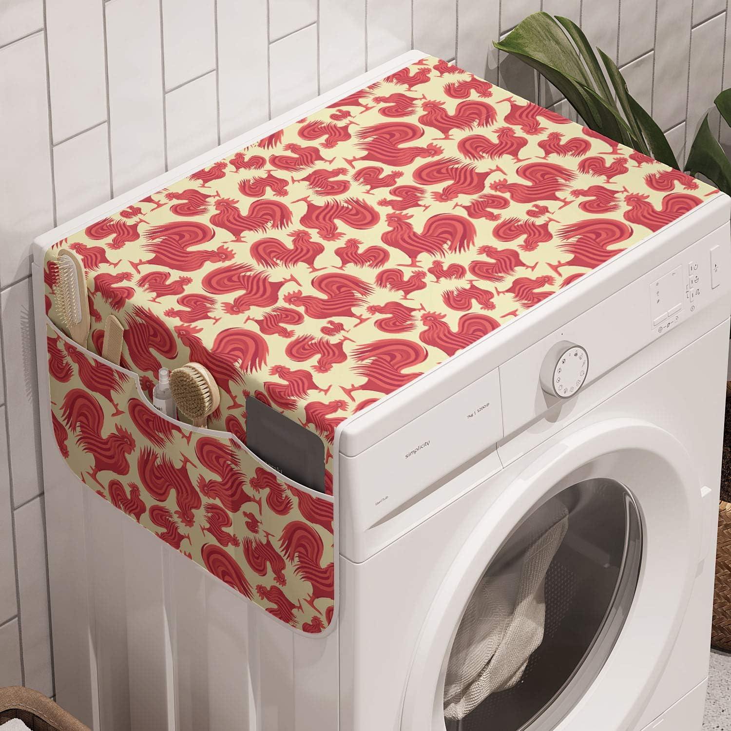 imageAmbesonne Valentines Day Microwave Oven Cover Classic Romantic Rose Flowers Branches Bouquet on Plain Backdrop Water Resistant Organizer with Pockets for Kitchen 36 x 12 White Ruby and GreenCream Coral