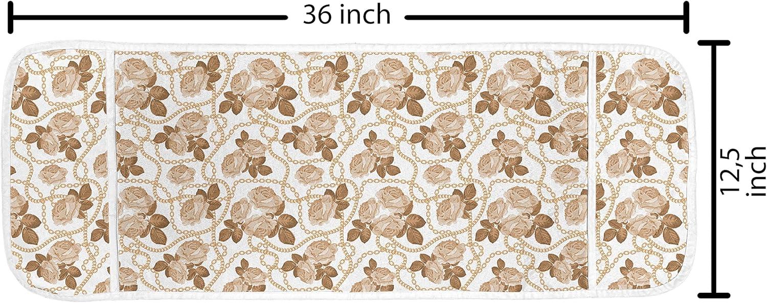 imageAmbesonne Valentines Day Microwave Oven Cover Classic Romantic Rose Flowers Branches Bouquet on Plain Backdrop Water Resistant Organizer with Pockets for Kitchen 36 x 12 White Ruby and GreenPastel Brown Caramel