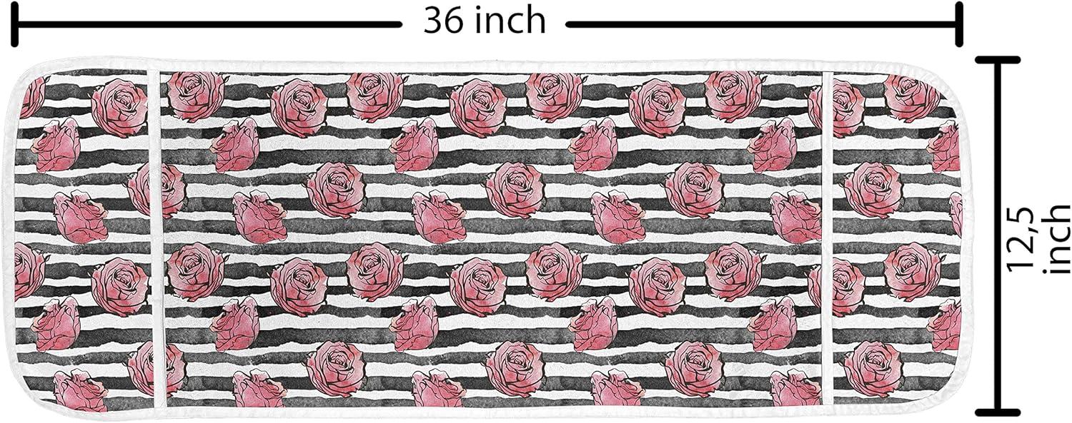 imageAmbesonne Valentines Day Microwave Oven Cover Classic Romantic Rose Flowers Branches Bouquet on Plain Backdrop Water Resistant Organizer with Pockets for Kitchen 36 x 12 White Ruby and GreenWhite Black Coral