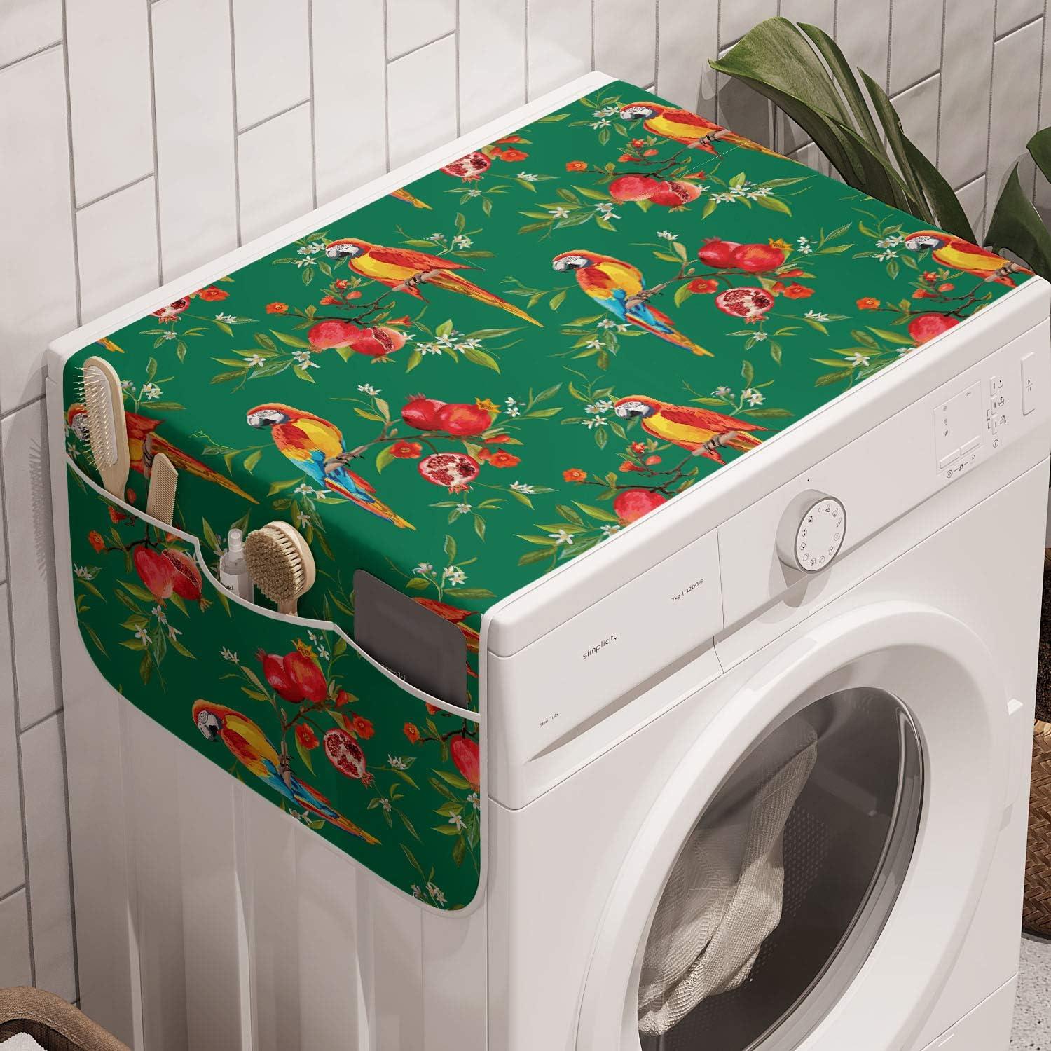 imageAmbesonne Valentines Day Microwave Oven Cover Classic Romantic Rose Flowers Branches Bouquet on Plain Backdrop Water Resistant Organizer with Pockets for Kitchen 36 x 12 White Ruby and GreenJade Green and Multicolor
