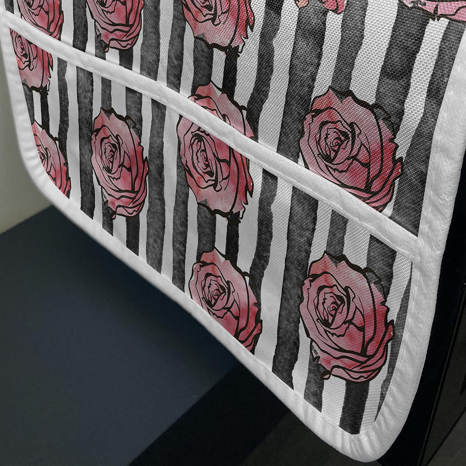 imageAmbesonne Valentines Day Microwave Oven Cover Classic Romantic Rose Flowers Branches Bouquet on Plain Backdrop Water Resistant Organizer with Pockets for Kitchen 36 x 12 White Ruby and GreenWhite Black Coral