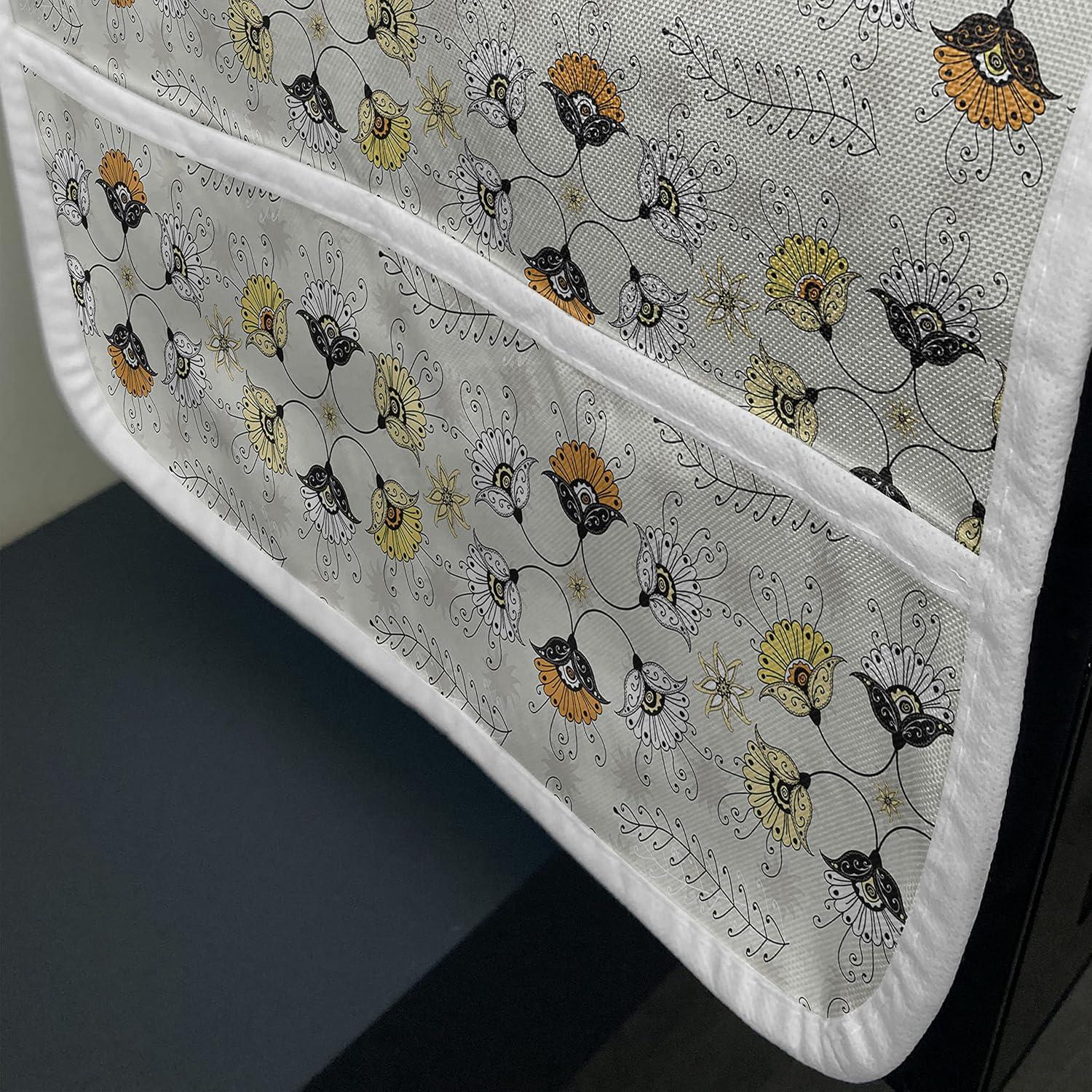 imageAmbesonne Valentines Day Microwave Oven Cover Endless Eternal Love Hand Drawn Hearts in Stripe Row Image Water Resistant Organizer with Pockets for Kitchen 36 x 12 Pale Pink and BlackPale Grey Marigold