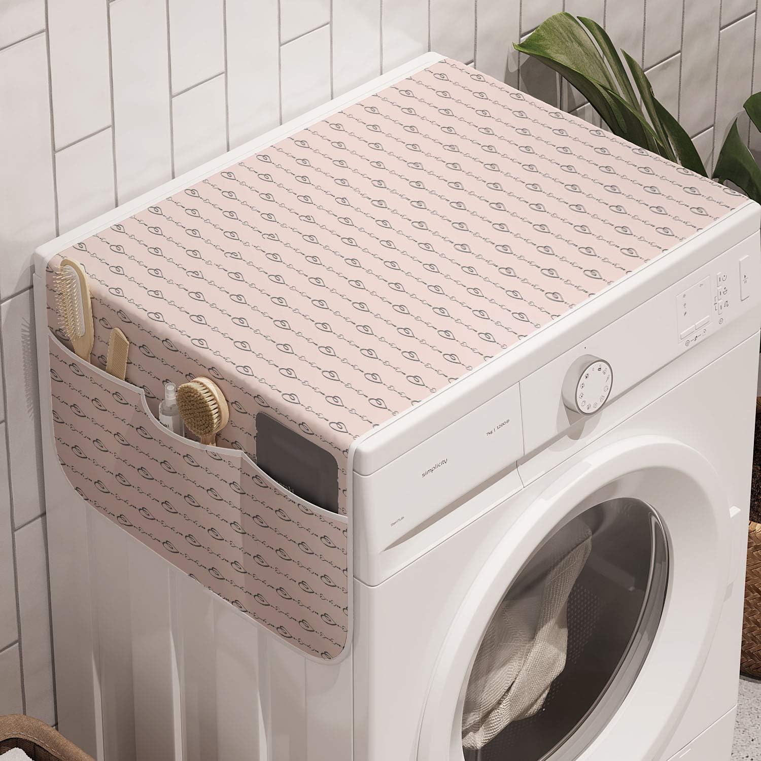 imageAmbesonne Valentines Day Microwave Oven Cover Endless Eternal Love Hand Drawn Hearts in Stripe Row Image Water Resistant Organizer with Pockets for Kitchen 36 x 12 Pale Pink and BlackPale Pink and Black