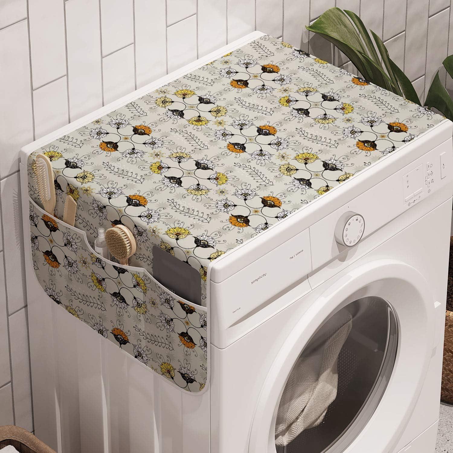 imageAmbesonne Valentines Day Microwave Oven Cover Endless Eternal Love Hand Drawn Hearts in Stripe Row Image Water Resistant Organizer with Pockets for Kitchen 36 x 12 Pale Pink and BlackPale Grey Marigold