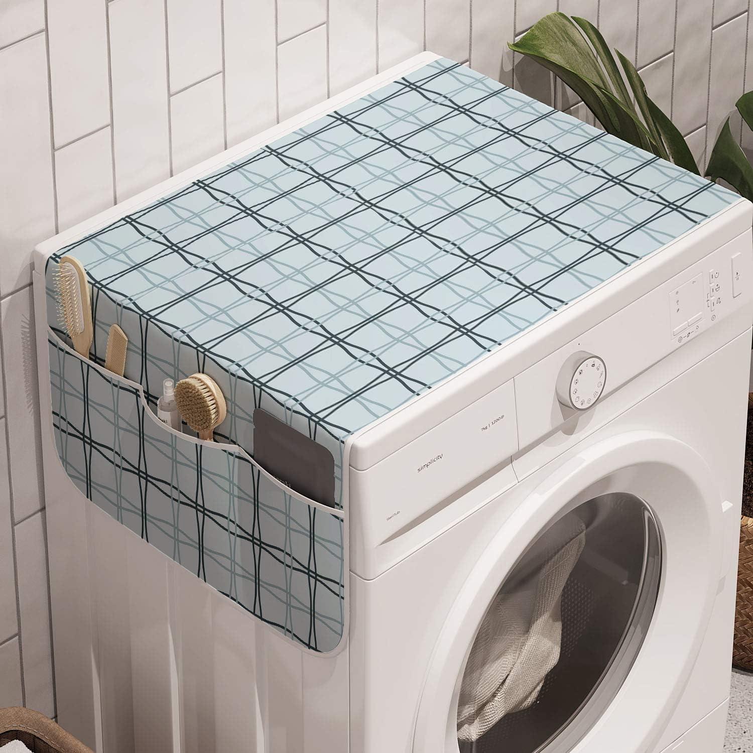 imageAmbesonne Valentines Day Microwave Oven Cover Endless Eternal Love Hand Drawn Hearts in Stripe Row Image Water Resistant Organizer with Pockets for Kitchen 36 x 12 Pale Pink and BlackAlmond Green Slate Blue