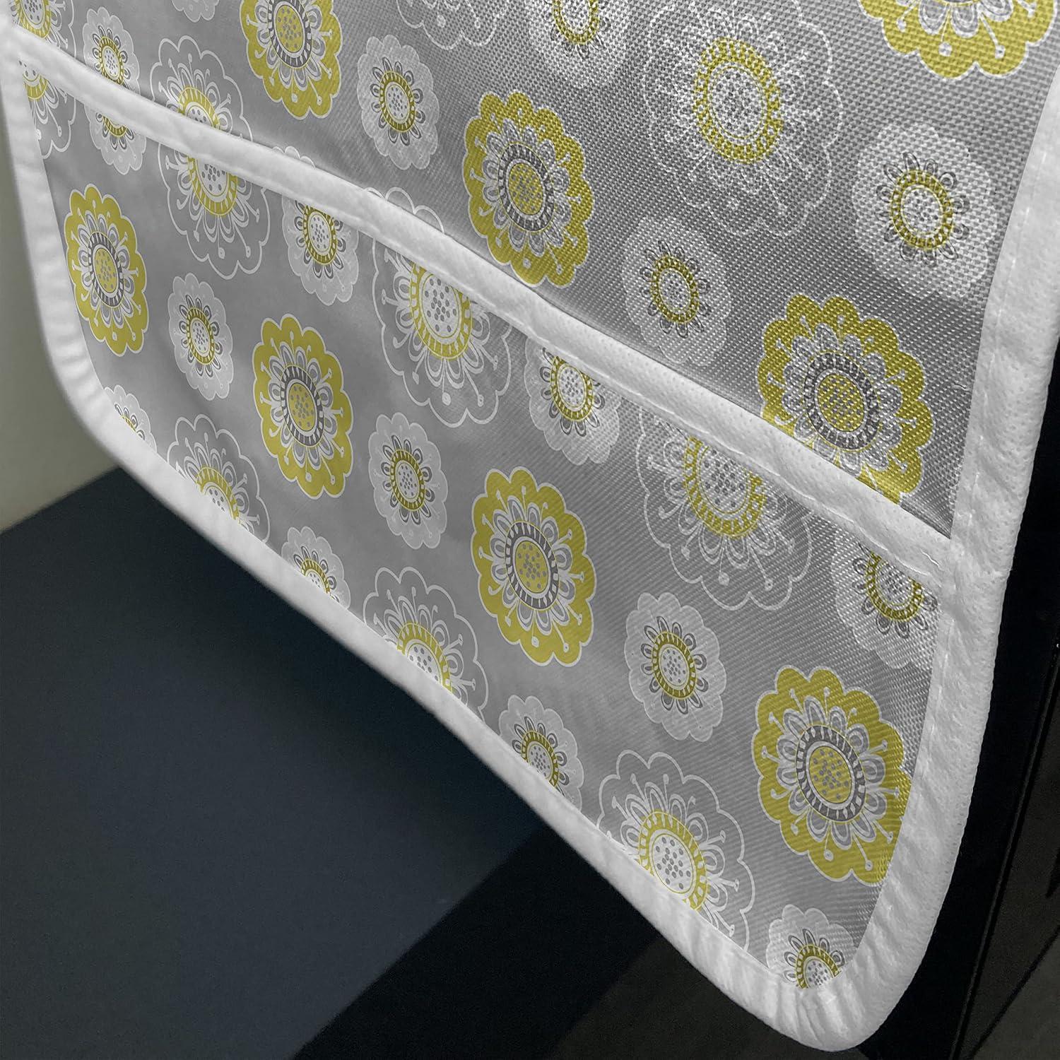 imageAmbesonne Valentines Day Microwave Oven Cover Endless Eternal Love Hand Drawn Hearts in Stripe Row Image Water Resistant Organizer with Pockets for Kitchen 36 x 12 Pale Pink and BlackMustard Yellow and White