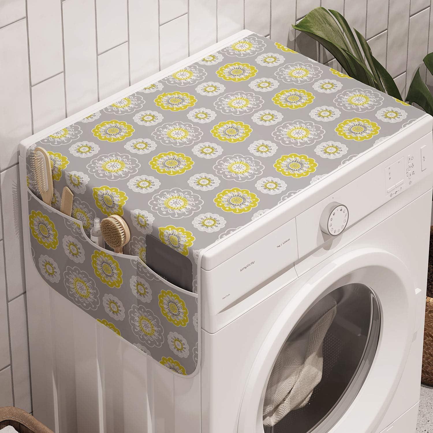 imageAmbesonne Valentines Day Microwave Oven Cover Endless Eternal Love Hand Drawn Hearts in Stripe Row Image Water Resistant Organizer with Pockets for Kitchen 36 x 12 Pale Pink and BlackMustard Yellow and White