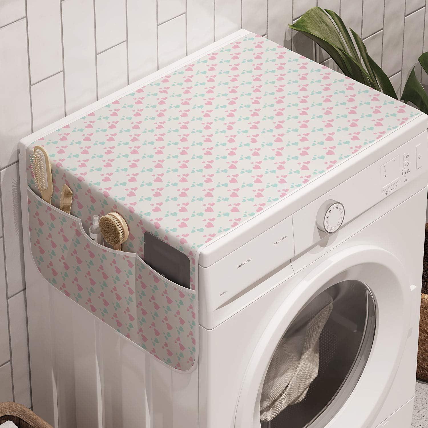imageAmbesonne Valentines Day Microwave Oven Cover Endless Eternal Love Hand Drawn Hearts in Stripe Row Image Water Resistant Organizer with Pockets for Kitchen 36 x 12 Pale Pink and BlackMint Green Pale Pink