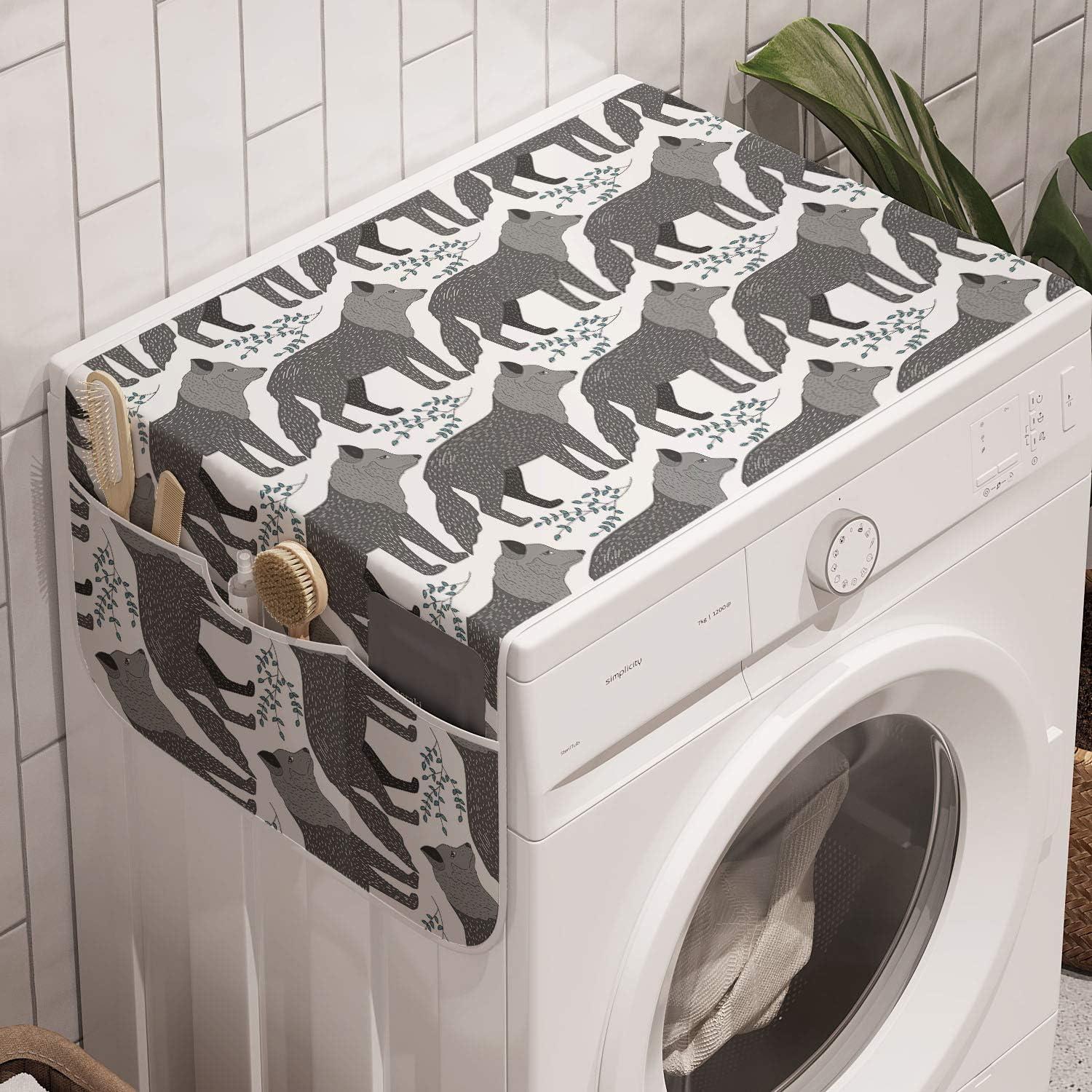 imageAmbesonne Valentines Day Microwave Oven Cover Pattern of Continuous Flying Hearts Birds Love is in the Air Water Resistant Organizer with Pockets for Kitchen 36 x 12 Blush and Pale Cadet BlueDark Grey Cadet Blue