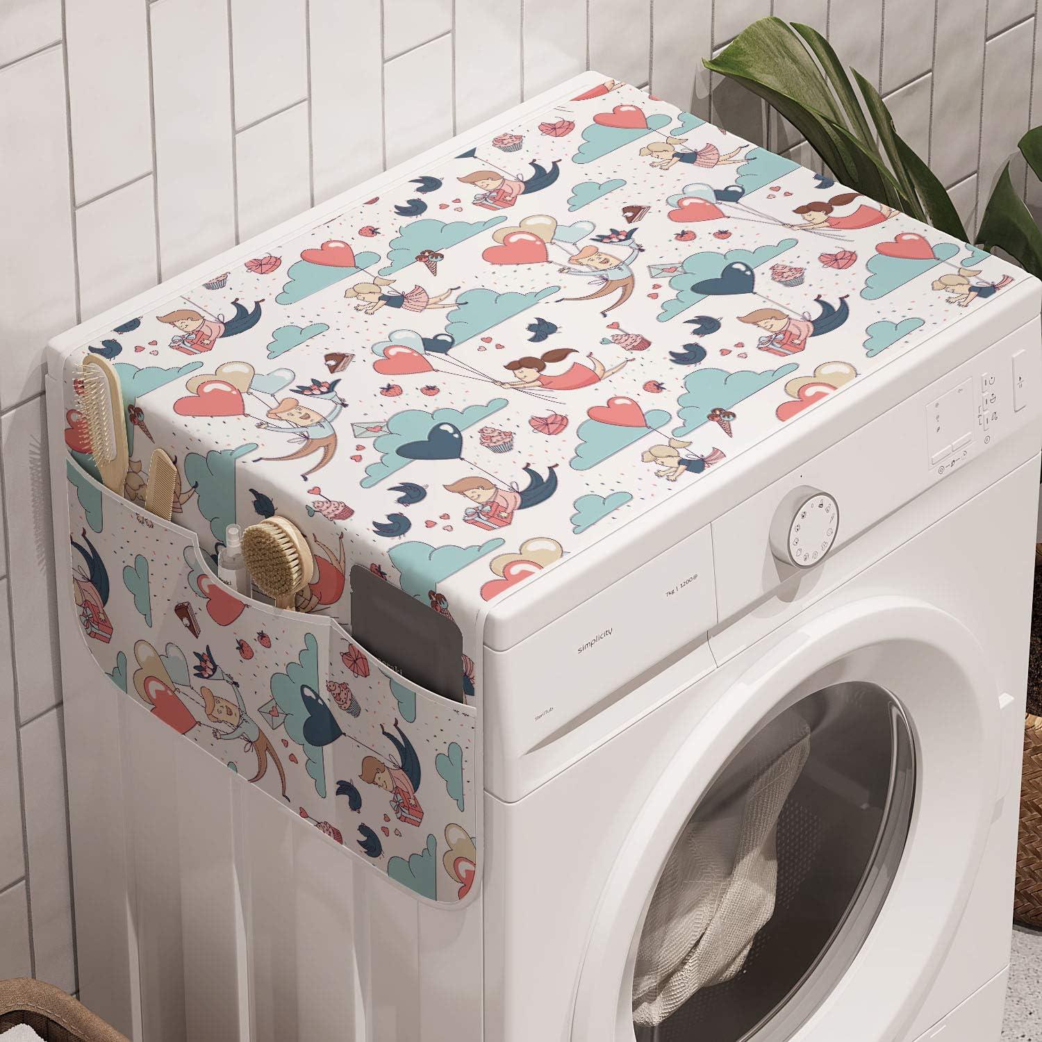 imageAmbesonne Valentines Day Microwave Oven Cover Pattern of Continuous Flying Hearts Birds Love is in the Air Water Resistant Organizer with Pockets for Kitchen 36 x 12 Blush and Pale Cadet BlueBlush and Pale Cadet Blue