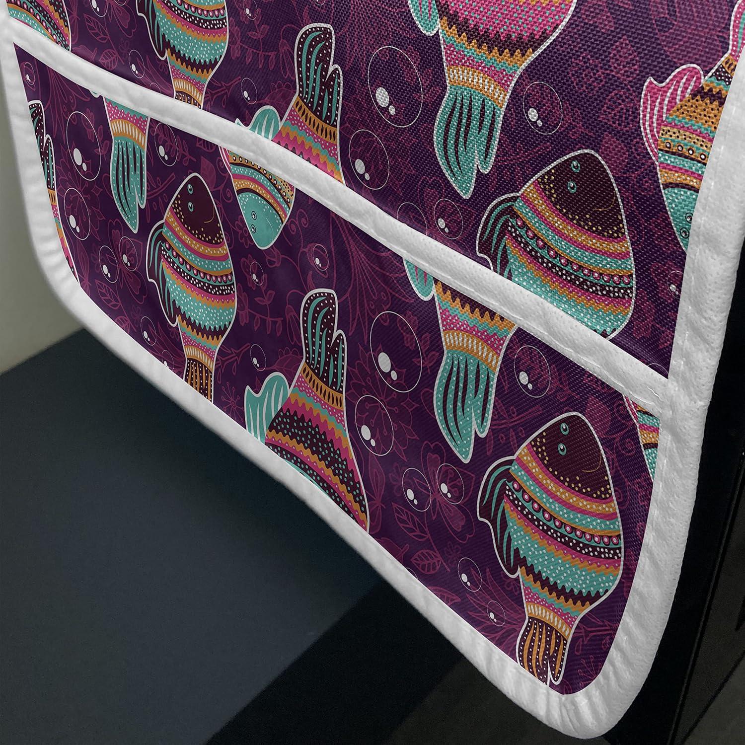 imageAmbesonne Valentines Day Microwave Oven Cover Pattern of Continuous Flying Hearts Birds Love is in the Air Water Resistant Organizer with Pockets for Kitchen 36 x 12 Blush and Pale Cadet BluePlum Purple