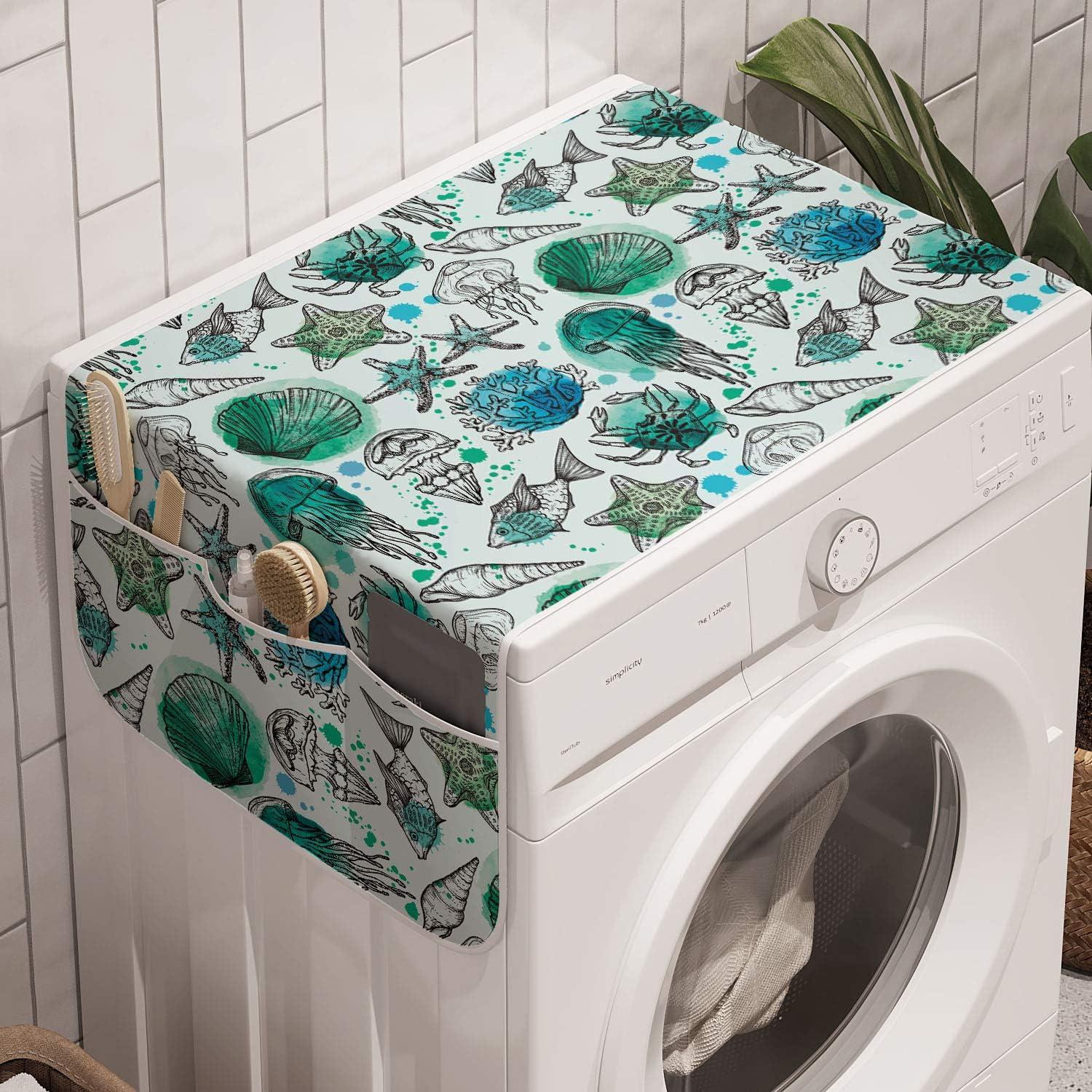 imageAmbesonne Valentines Day Microwave Oven Cover Pattern of Continuous Flying Hearts Birds Love is in the Air Water Resistant Organizer with Pockets for Kitchen 36 x 12 Blush and Pale Cadet BlueSeafoam Deep Sky Blue