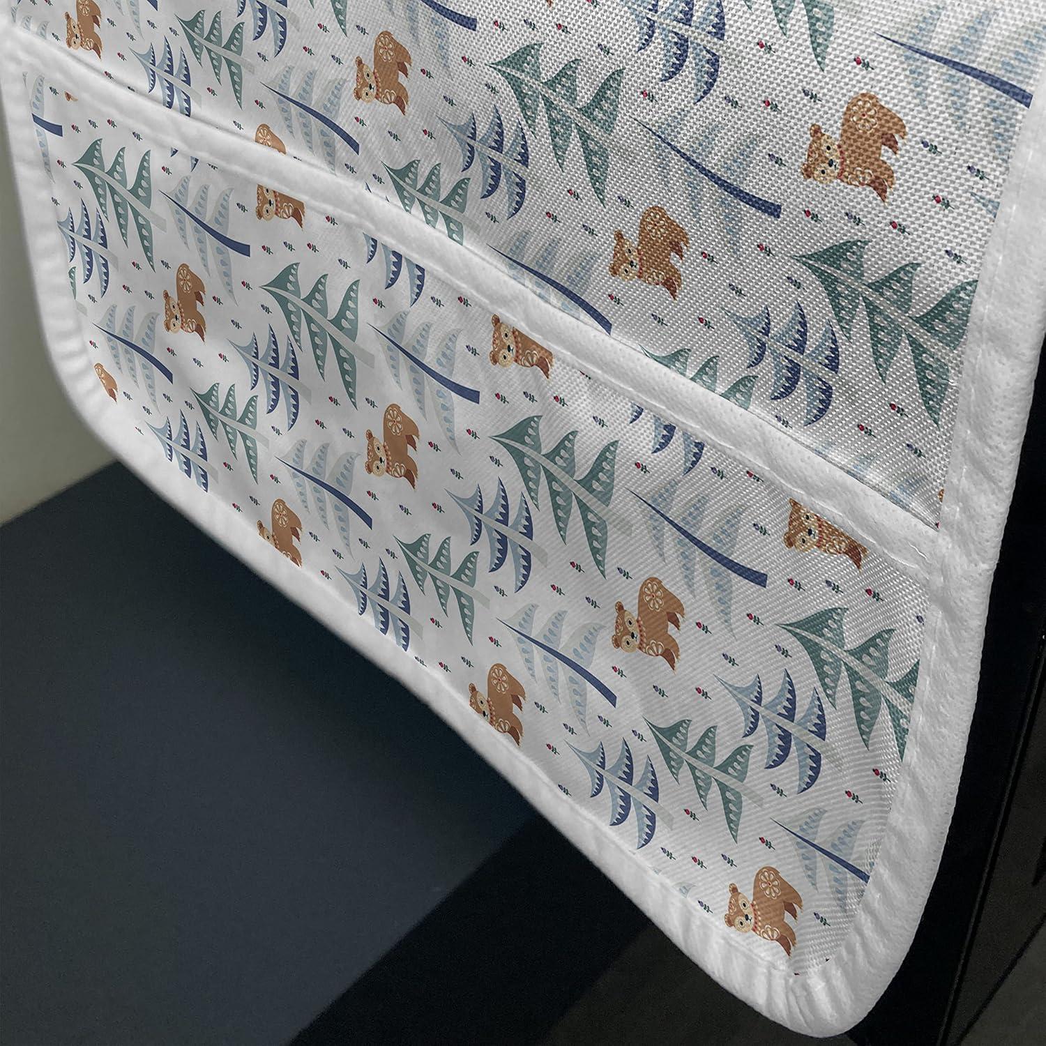 imageAmbesonne Valentines Day Microwave Oven Cover Pattern of Continuous Flying Hearts Birds Love is in the Air Water Resistant Organizer with Pockets for Kitchen 36 x 12 Blush and Pale Cadet BlueGrey Teal Pale Brown