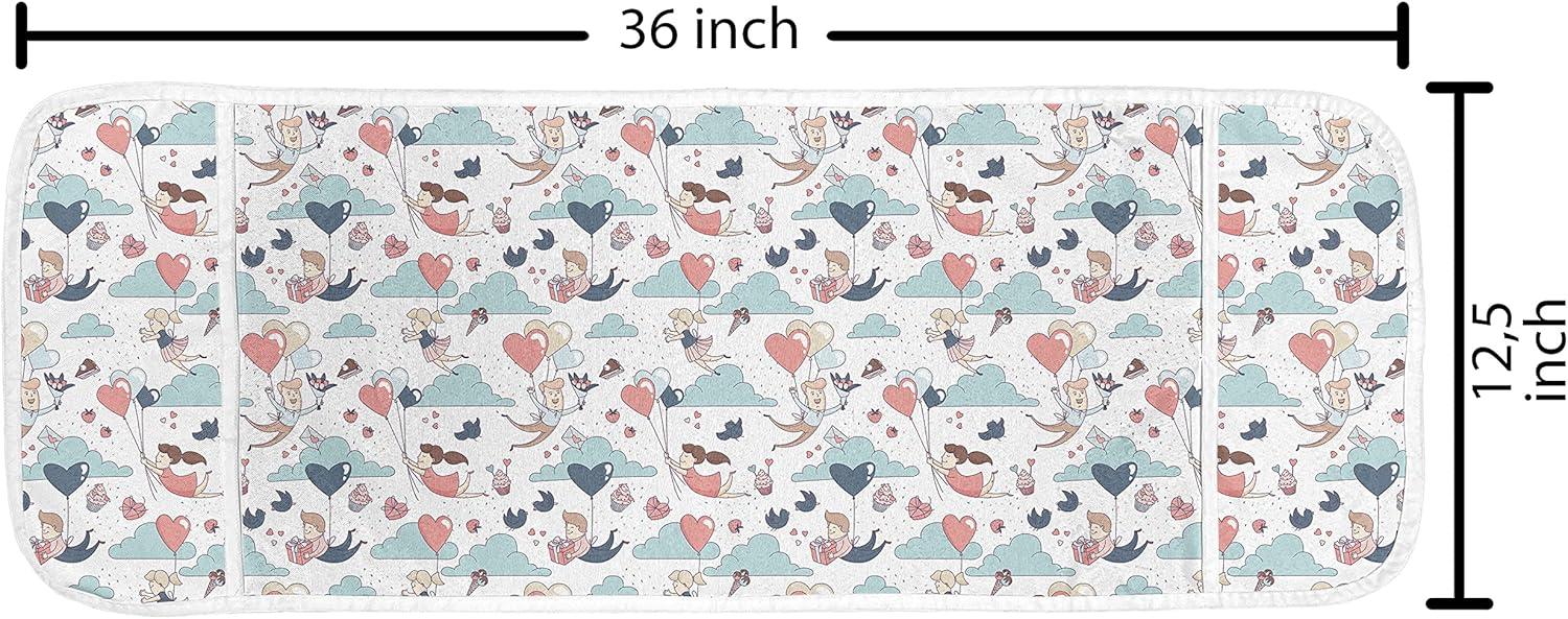 imageAmbesonne Valentines Day Microwave Oven Cover Pattern of Continuous Flying Hearts Birds Love is in the Air Water Resistant Organizer with Pockets for Kitchen 36 x 12 Blush and Pale Cadet BlueBlush and Pale Cadet Blue