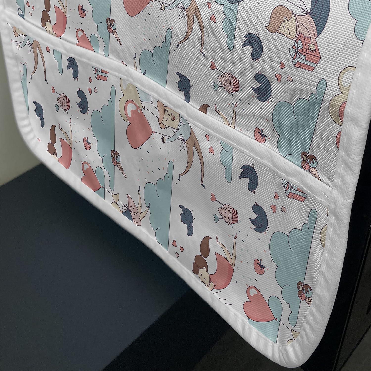 imageAmbesonne Valentines Day Microwave Oven Cover Pattern of Continuous Flying Hearts Birds Love is in the Air Water Resistant Organizer with Pockets for Kitchen 36 x 12 Blush and Pale Cadet BlueBlush and Pale Cadet Blue