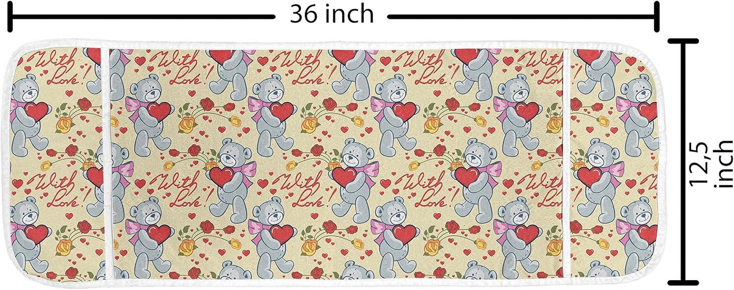 imageAmbesonne Valentines Day Microwave Oven Cover Romantic Cartoon Teddy Bears Holding Hearts Blooming Roses with Love Texts Water Resistant Organizer with Pockets for Kitchen 36 x 12 MulticolorMulticolor