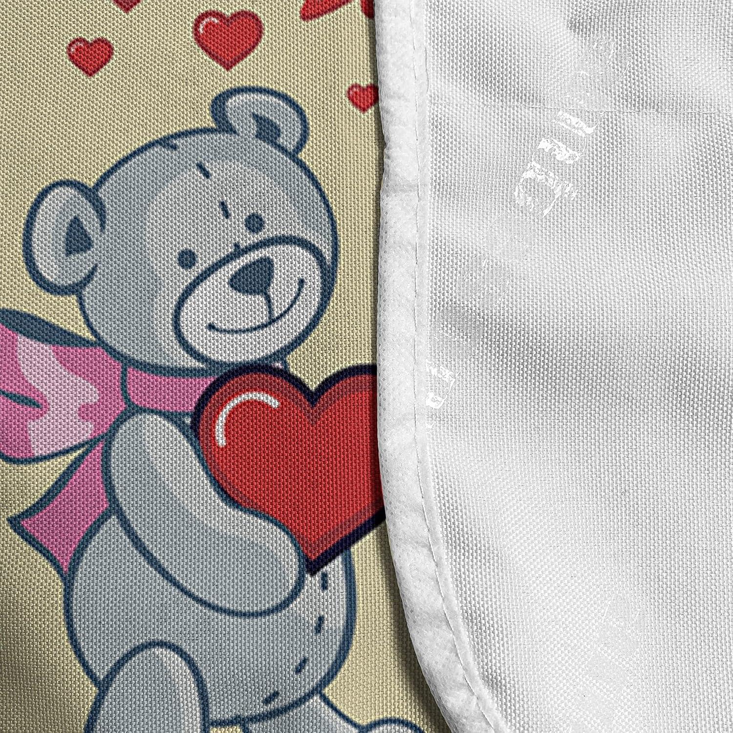 imageAmbesonne Valentines Day Microwave Oven Cover Romantic Cartoon Teddy Bears Holding Hearts Blooming Roses with Love Texts Water Resistant Organizer with Pockets for Kitchen 36 x 12 MulticolorMulticolor