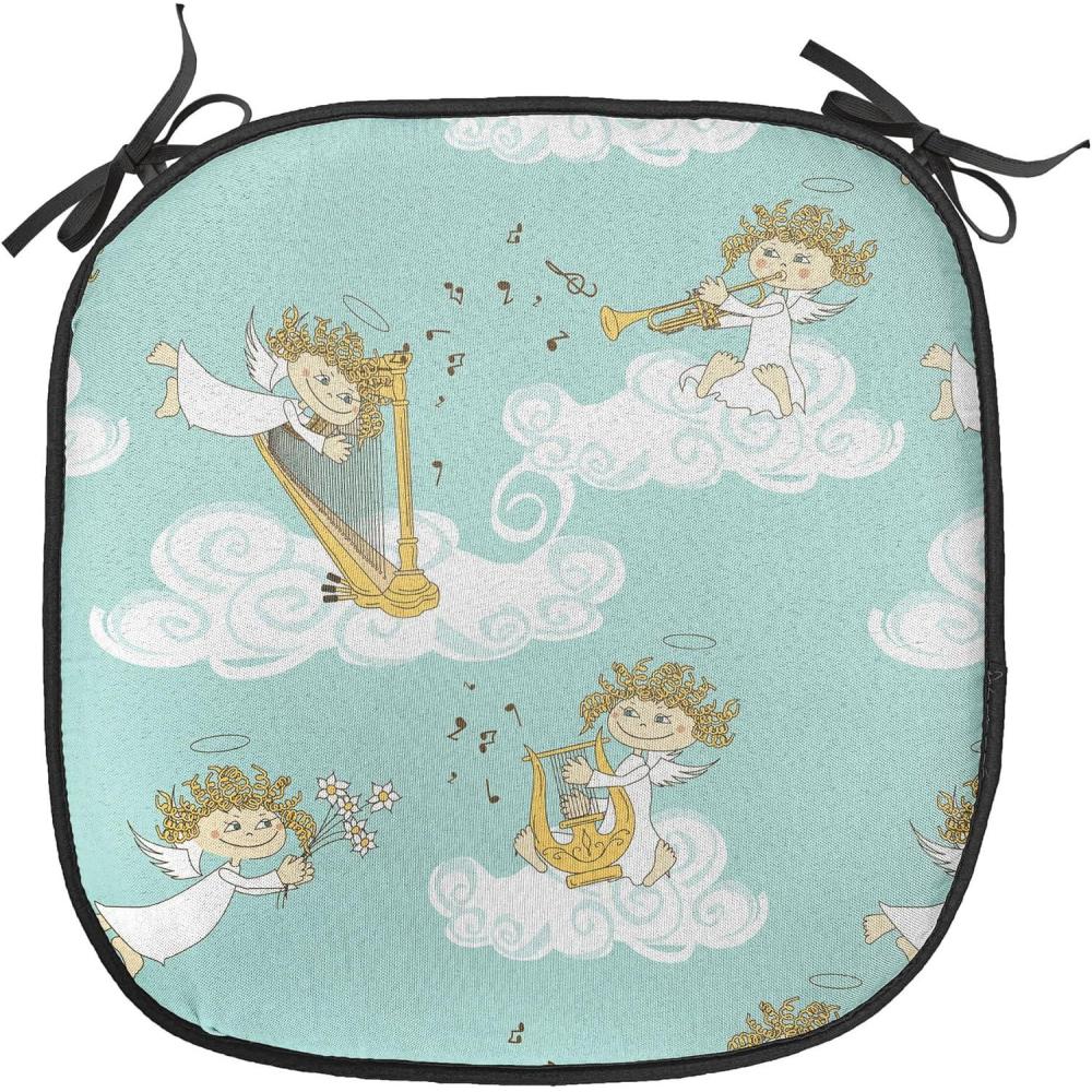 imageAmbesonne Angel Chair Seating Cushion Set of 2 Medieval Marry Love Angel Playing Music Valentine Cupid Date Dove Marriage AntiSlip Seat Padding for Kitchen amp Patio 16x16 Eggshell Ruby CaramelEarth Yellow Seafoam