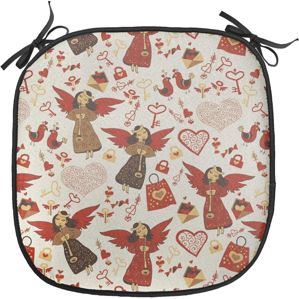 imageAmbesonne Angel Chair Seating Cushion Set of 2 Medieval Marry Love Angel Playing Music Valentine Cupid Date Dove Marriage AntiSlip Seat Padding for Kitchen amp Patio 16x16 Eggshell Ruby CaramelEggshell Ruby Caramel