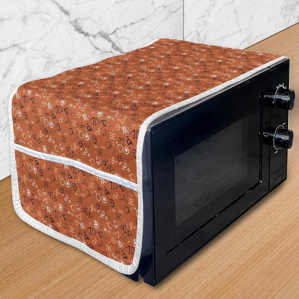 imageAmbesonne Coral Microwave Oven Cover Scribbled Little and Big Different Size Heart Forms Love Valentines Mothers Day Theme Water Resistant Organizer with Pockets for Kitchen 36 x 12 CoralRed