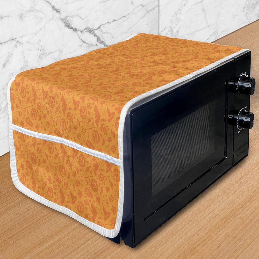 imageAmbesonne Coral Microwave Oven Cover Scribbled Little and Big Different Size Heart Forms Love Valentines Mothers Day Theme Water Resistant Organizer with Pockets for Kitchen 36 x 12 CoralOrange