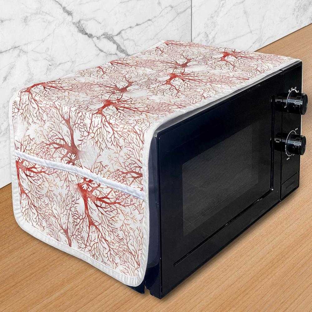 imageAmbesonne Coral Microwave Oven Cover Scribbled Little and Big Different Size Heart Forms Love Valentines Mothers Day Theme Water Resistant Organizer with Pockets for Kitchen 36 x 12 CoralDark Coral