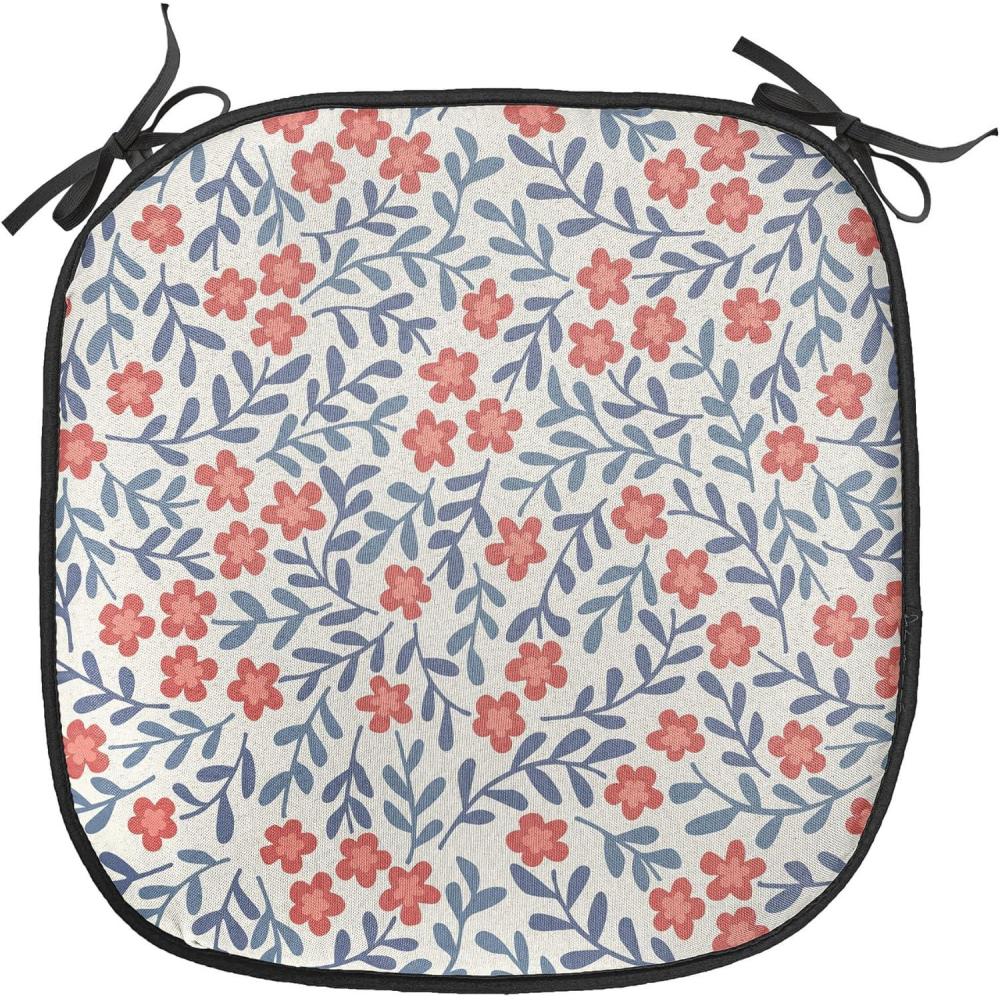 imageAmbesonne Feminine Chair Seating Cushion Set of 4 Pattern of Lipstick Kiss Marks Woman Valentines Wedding Theme Illustration AntiSlip Seat Padding for Kitchen amp Patio 16x16 White RedRed Blue White