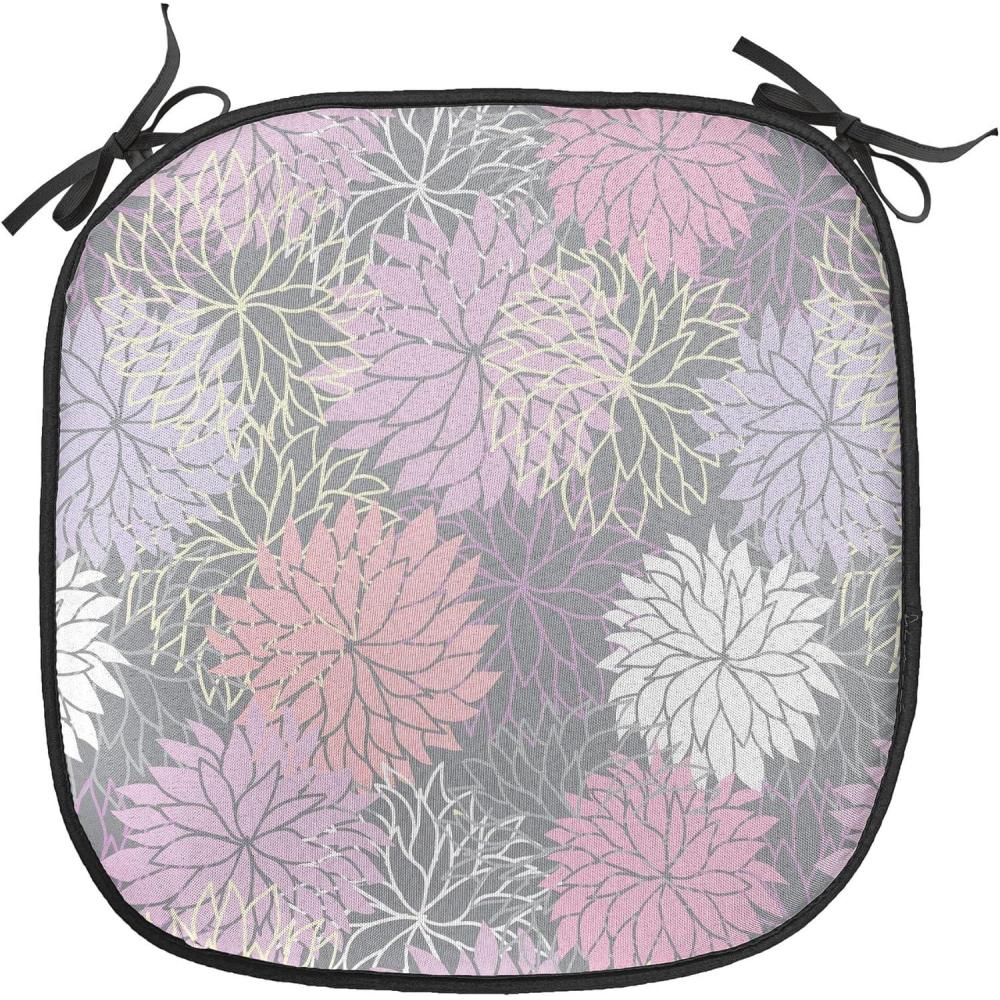 imageAmbesonne Floral Chair Seating Cushion Set of 4 Romantic Roses for Lovers Valentines Shabby Perennial Flower Buds Pattern AntiSlip Seat Padding for Kitchen amp Patio 16x16 Dark Coral Dark BlueBlush Lilac Grey
