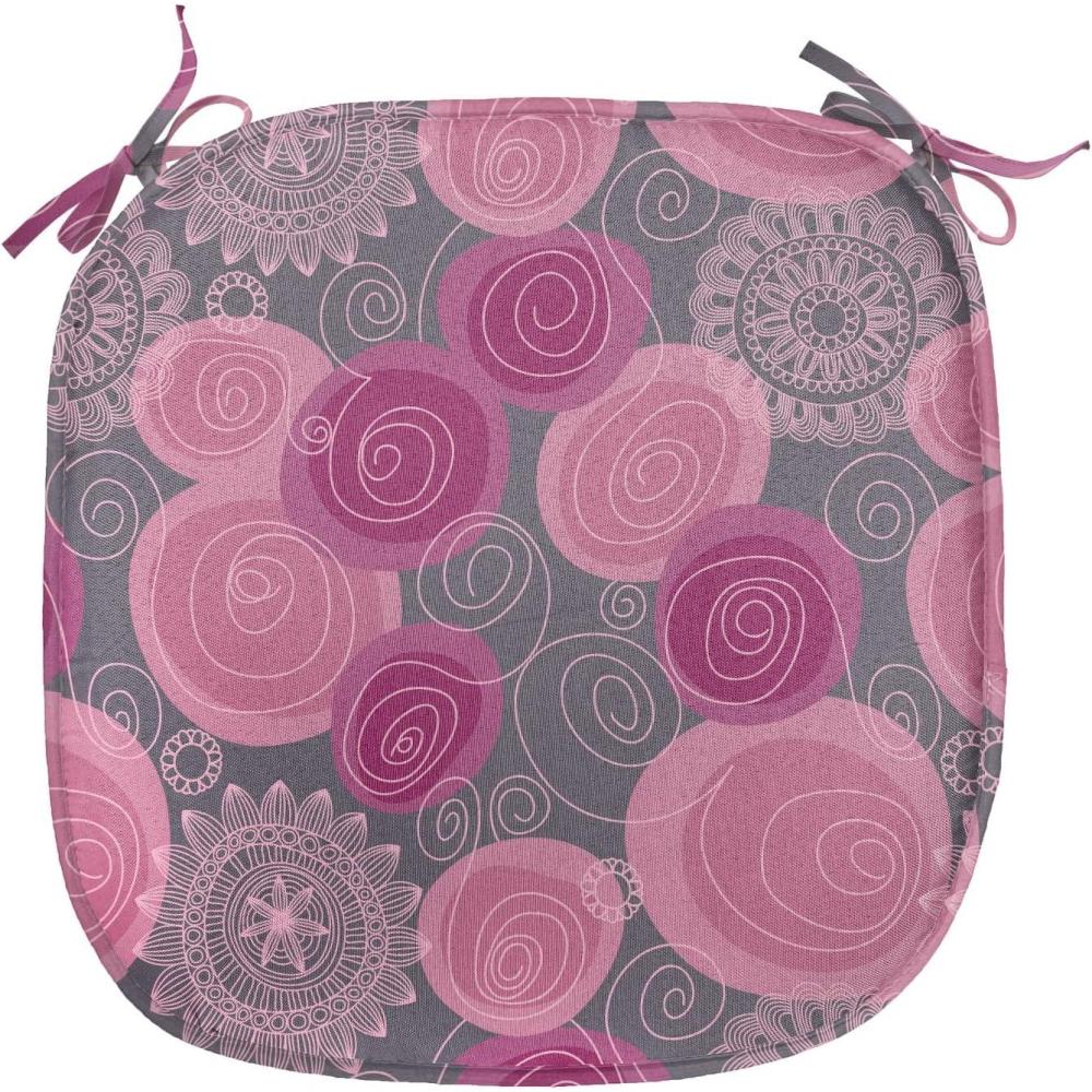 imageAmbesonne Floral Chair Seating Cushion Set of 4 Romantic Roses for Lovers Valentines Shabby Perennial Flower Buds Pattern AntiSlip Seat Padding for Kitchen amp Patio 16x16 Dark Coral Dark BlueFuchsia Magenta Grey