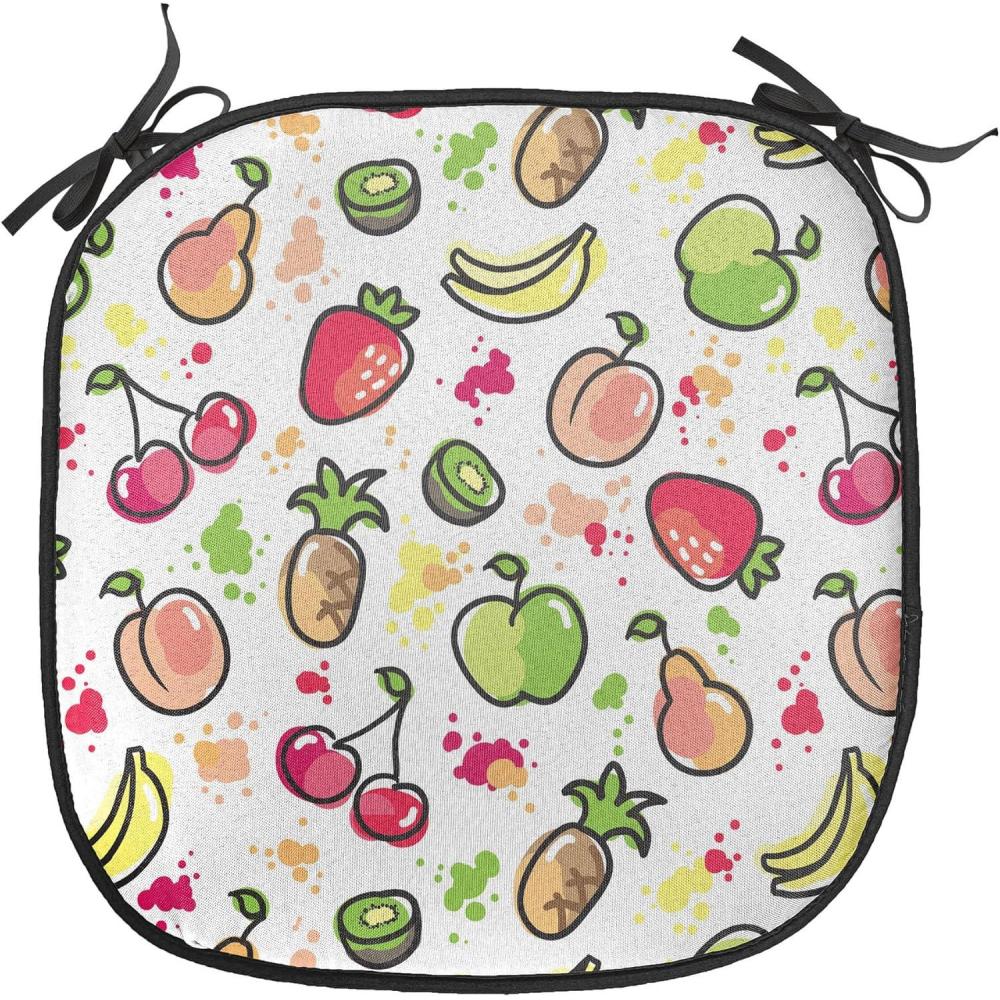 imageAmbesonne Fruits Chair Seating Cushion Set of 8 Retro Valentine Theme with Strawberry Love Happiness Merry Lucky Image AntiSlip Seat Padding for Kitchen amp Patio 16x16 Eggshell Ruby Army GreenPeach Lime Green Red