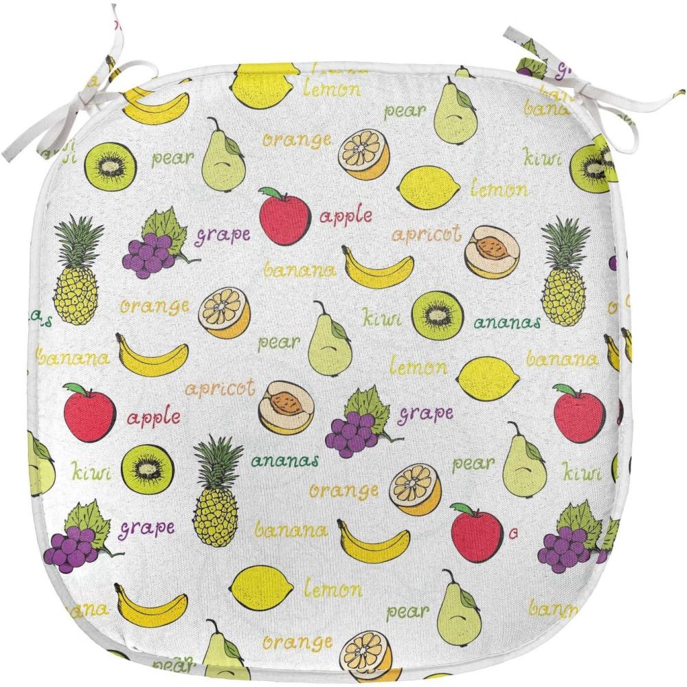 imageAmbesonne Fruits Chair Seating Cushion Set of 8 Retro Valentine Theme with Strawberry Love Happiness Merry Lucky Image AntiSlip Seat Padding for Kitchen amp Patio 16x16 Eggshell Ruby Army GreenPurple Yellow Ruby