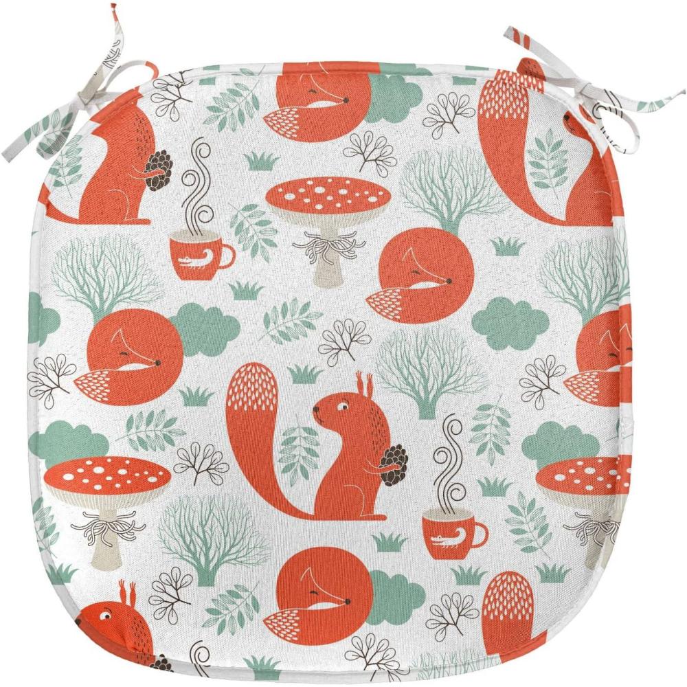 imageAmbesonne Fruits Chair Seating Cushion Set of 8 Retro Valentine Theme with Strawberry Love Happiness Merry Lucky Image AntiSlip Seat Padding for Kitchen amp Patio 16x16 Eggshell Ruby Army GreenReseda Green Dark Brown