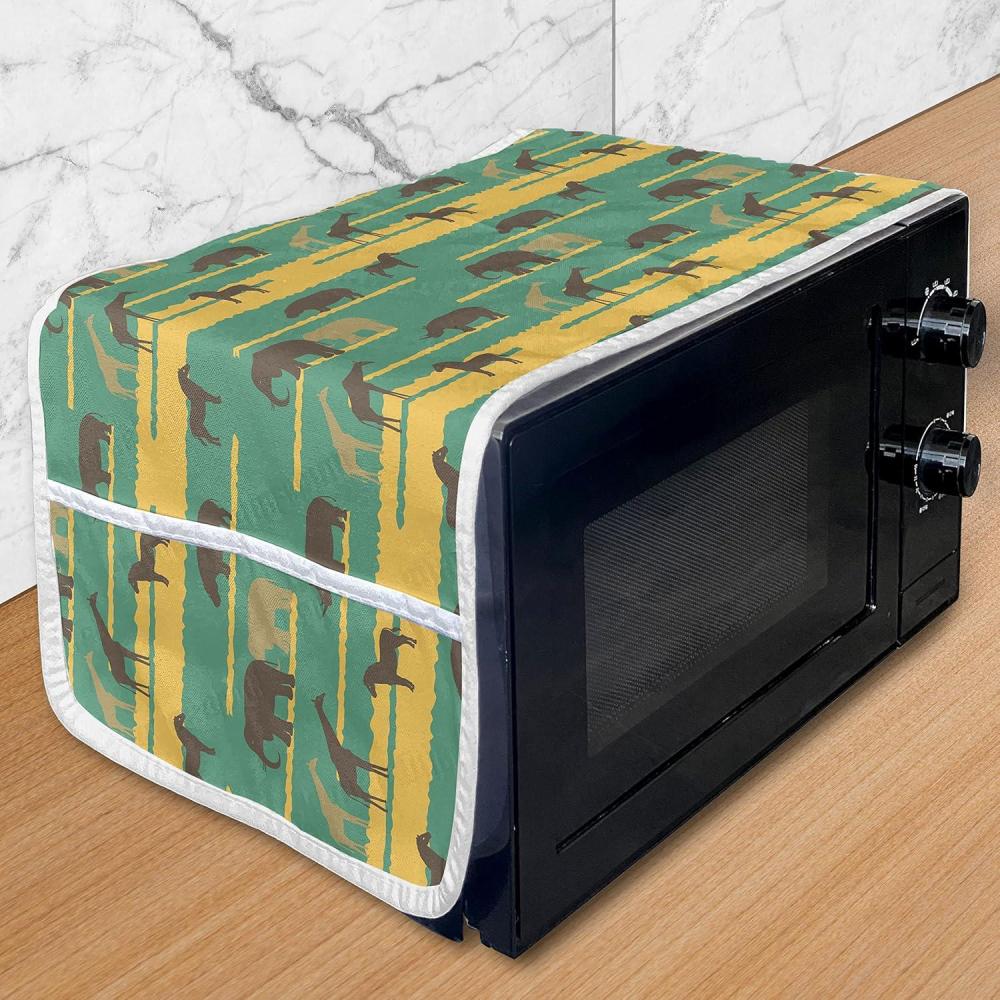 imageAmbesonne Heart Microwave Oven Cover Valentines Days Theme Romance Pattern in Simplistic Style Rhythmic Water Resistant Organizer with Pockets for Kitchen 36 x 12 Baby Pink and Dark TaupeSea Green Taupe
