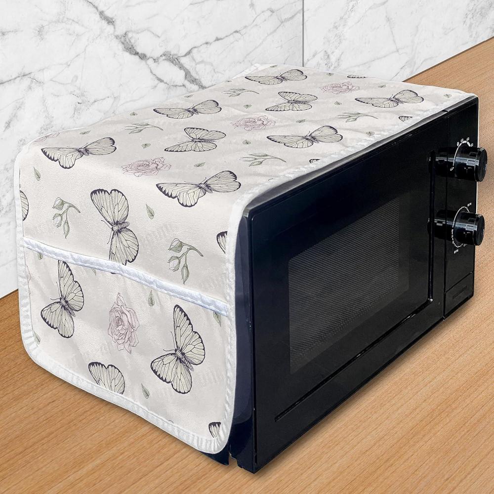 imageAmbesonne Heart Microwave Oven Cover Valentines Days Theme Romance Pattern in Simplistic Style Rhythmic Water Resistant Organizer with Pockets for Kitchen 36 x 12 Baby Pink and Dark TaupePale Eggshell Pale Pink